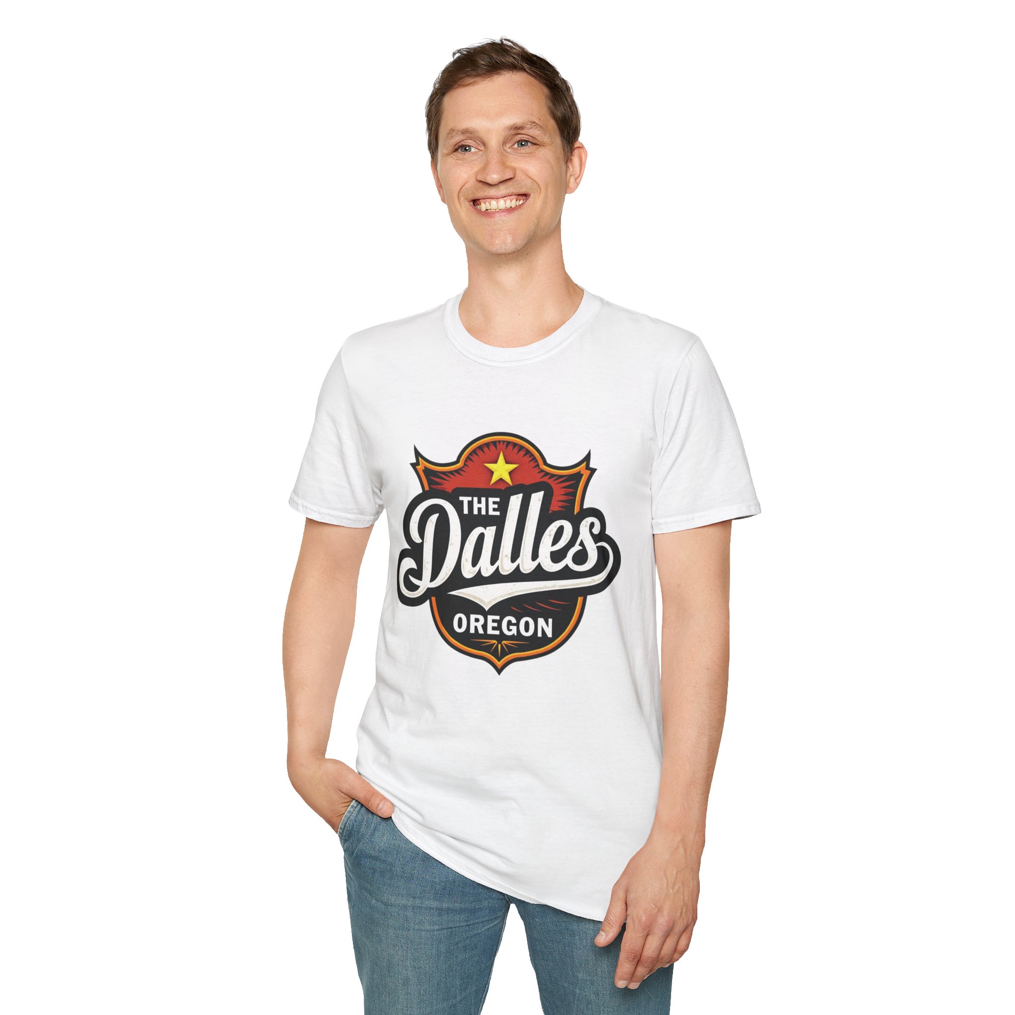 The Dalles Oregon Vintage Badge T-Shirt - Image 5