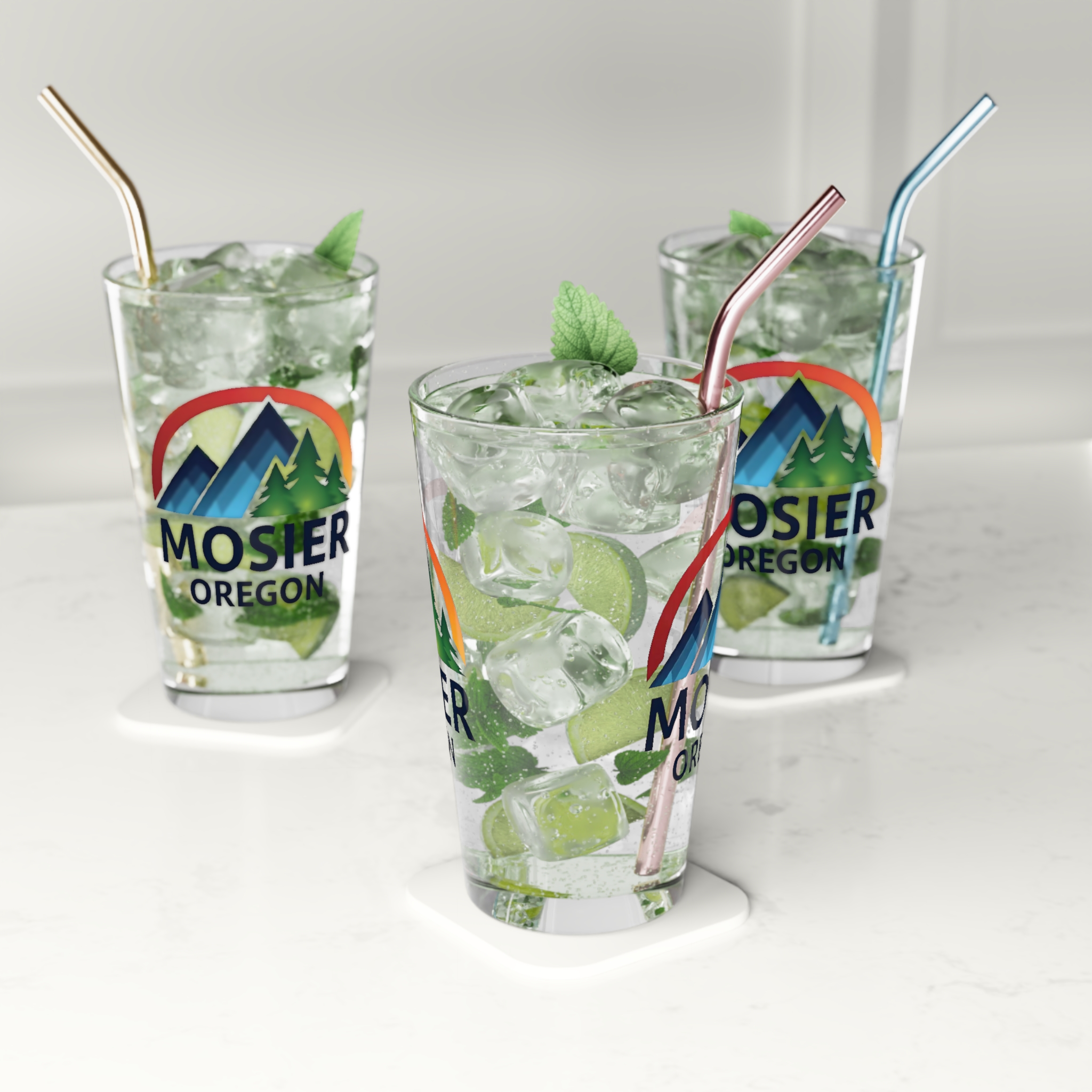 Mosier Oregon Pint Glass — 16oz Mountain & Rainbow RootBeer Glass - Image 4