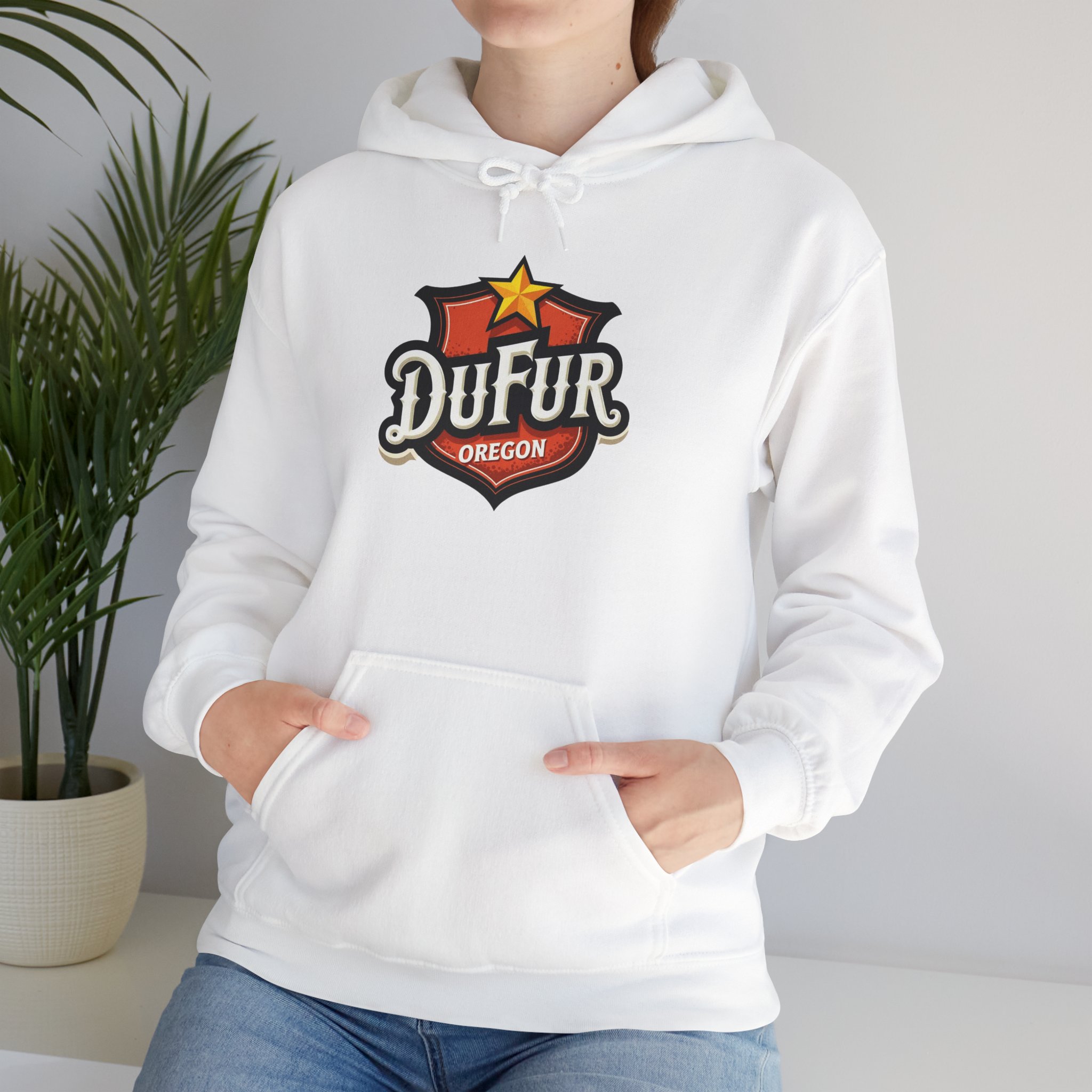 Dufur Oregon Hoodie — Vintage Shield Logo Pullover