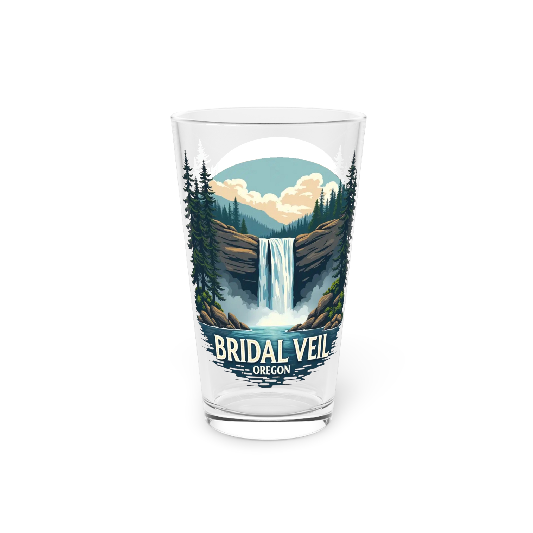 Pint Glass — Bridal Veil Oregon Scenic Waterfall Pint Glass - Image 2