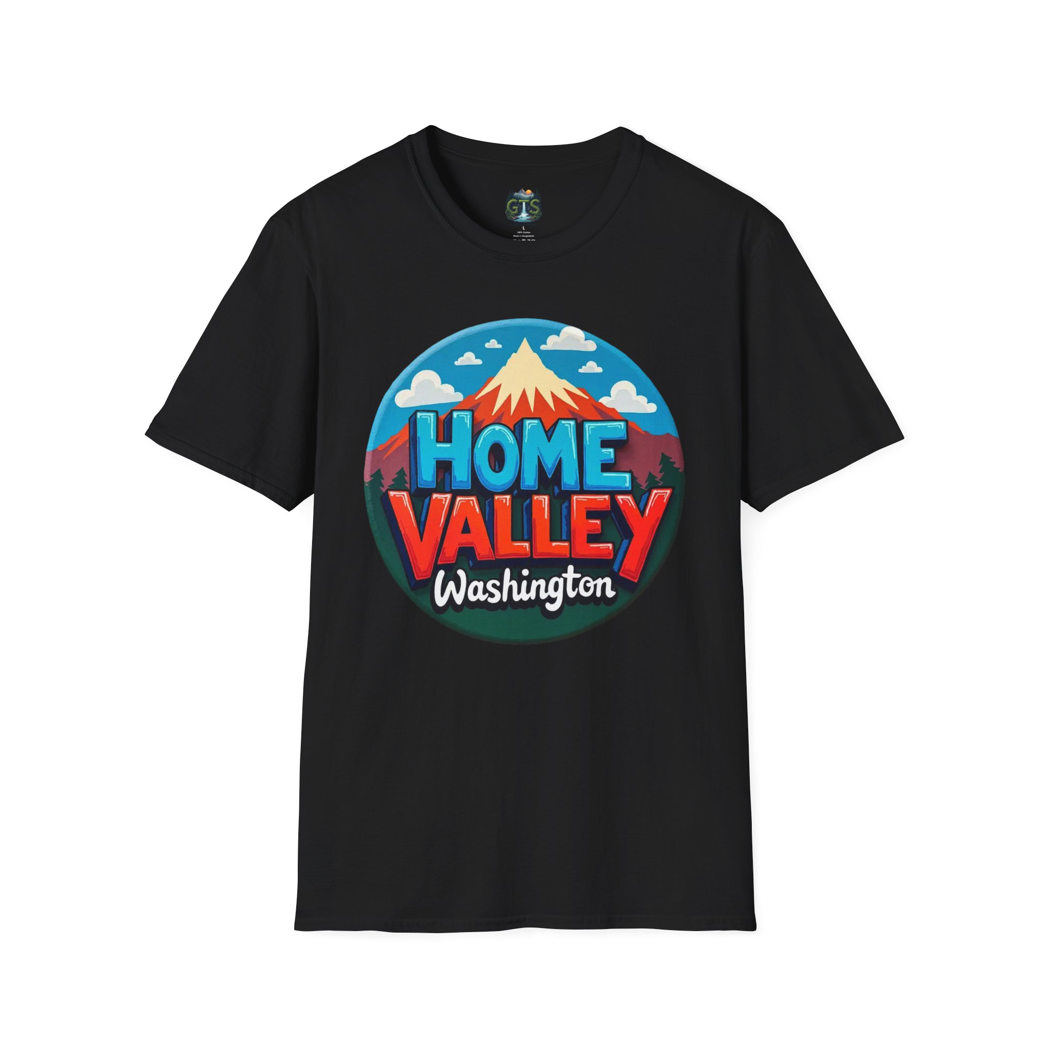 Home Valley Washington T-Shirt – Retro Mountain Badge Graphic - Image 5