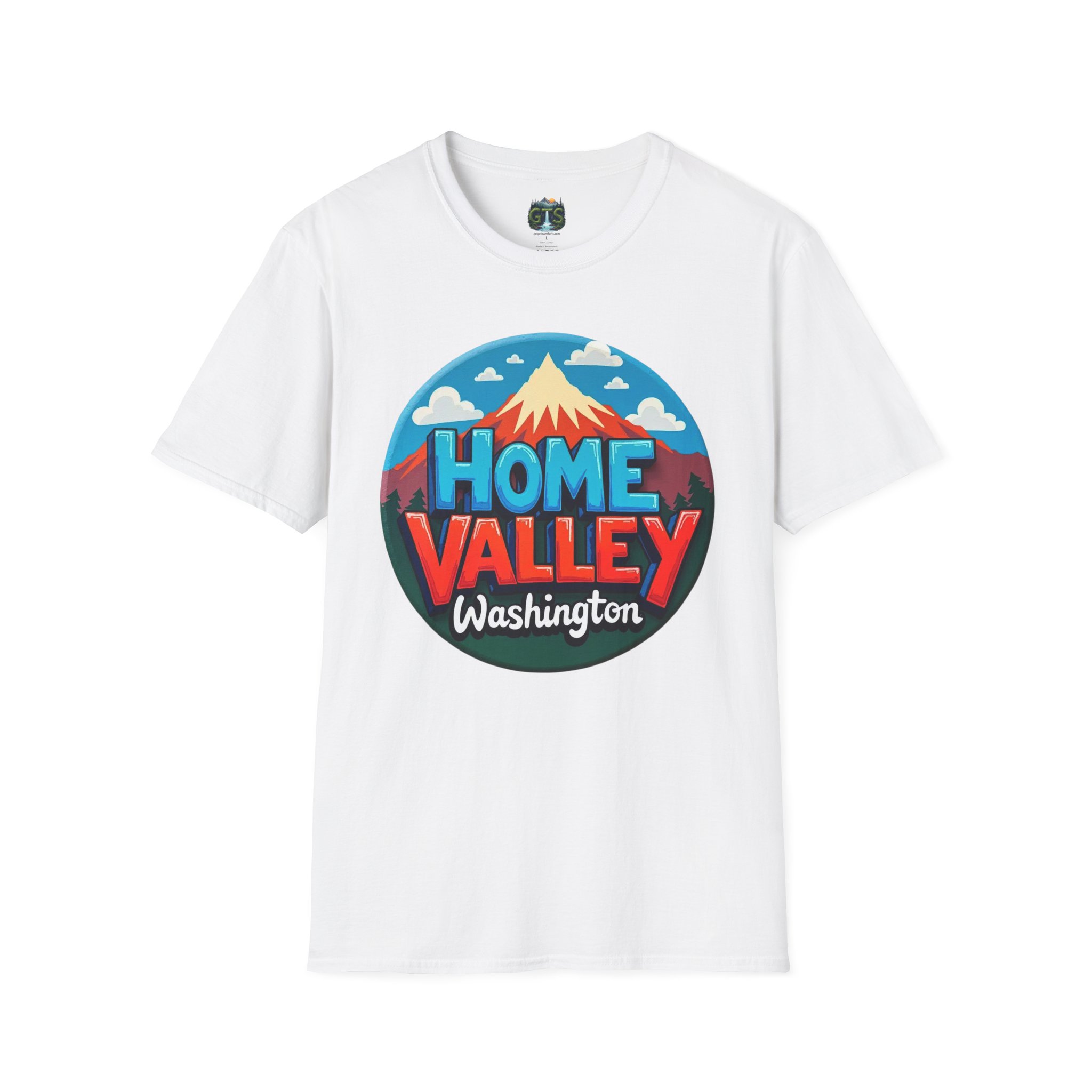 Home Valley Washington T-Shirt – Retro Mountain Badge Graphic - Image 2