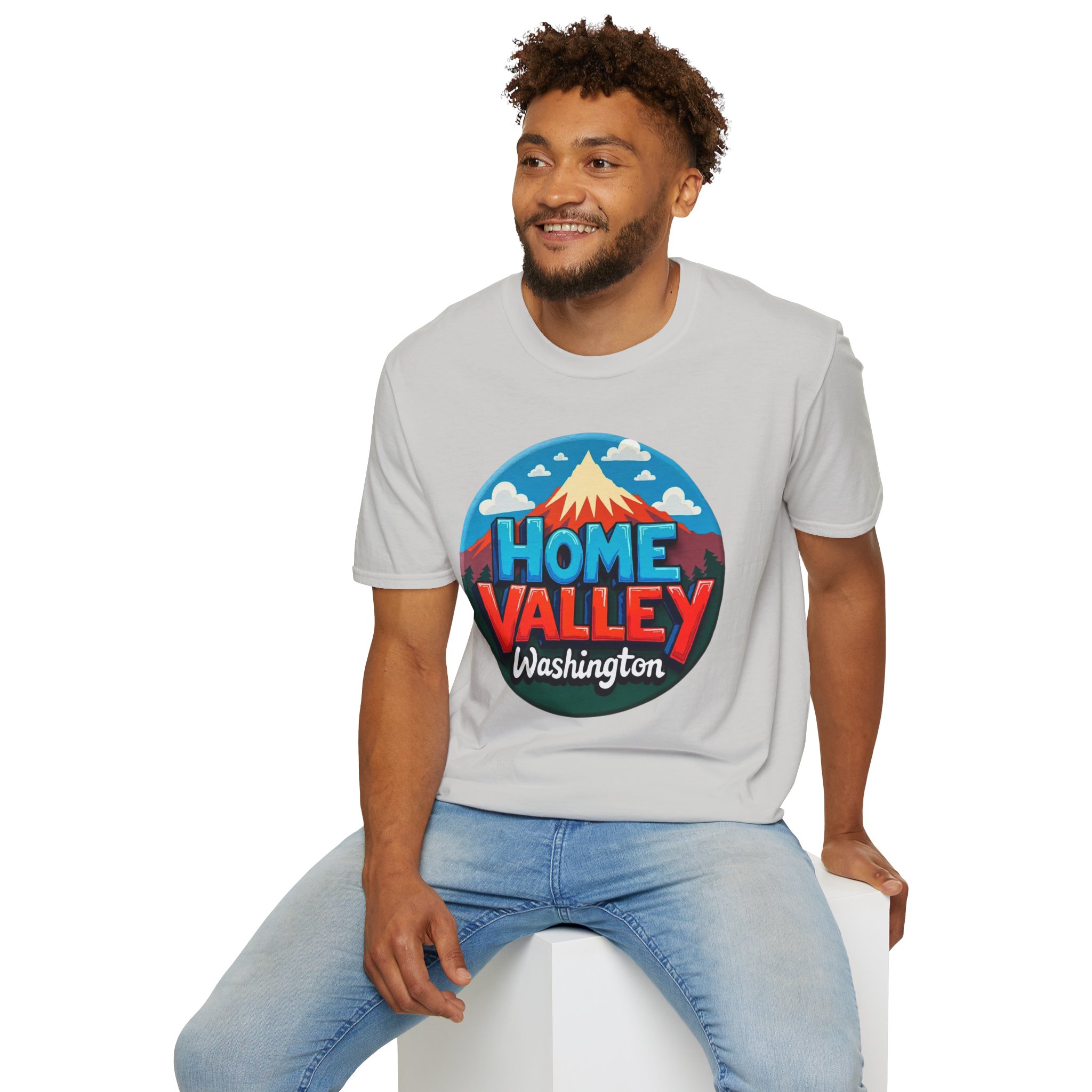 Home Valley Washington T-Shirt – Retro Mountain Badge Graphic - Image 15