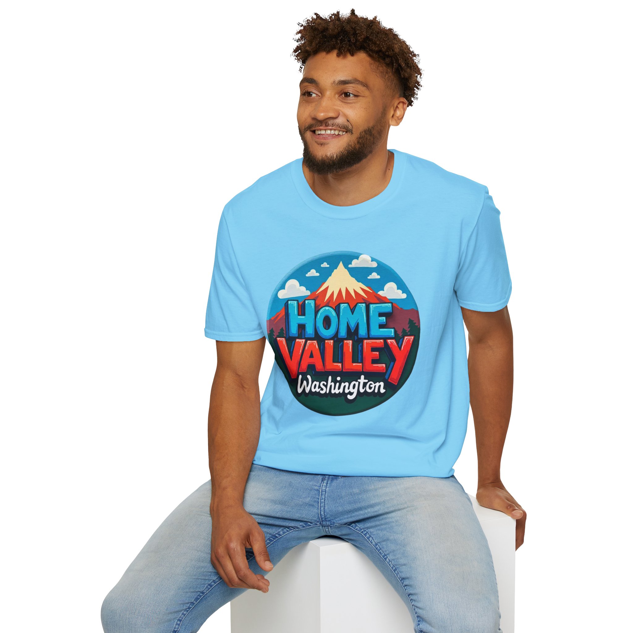 Home Valley Washington T-Shirt – Retro Mountain Badge Graphic - Image 43