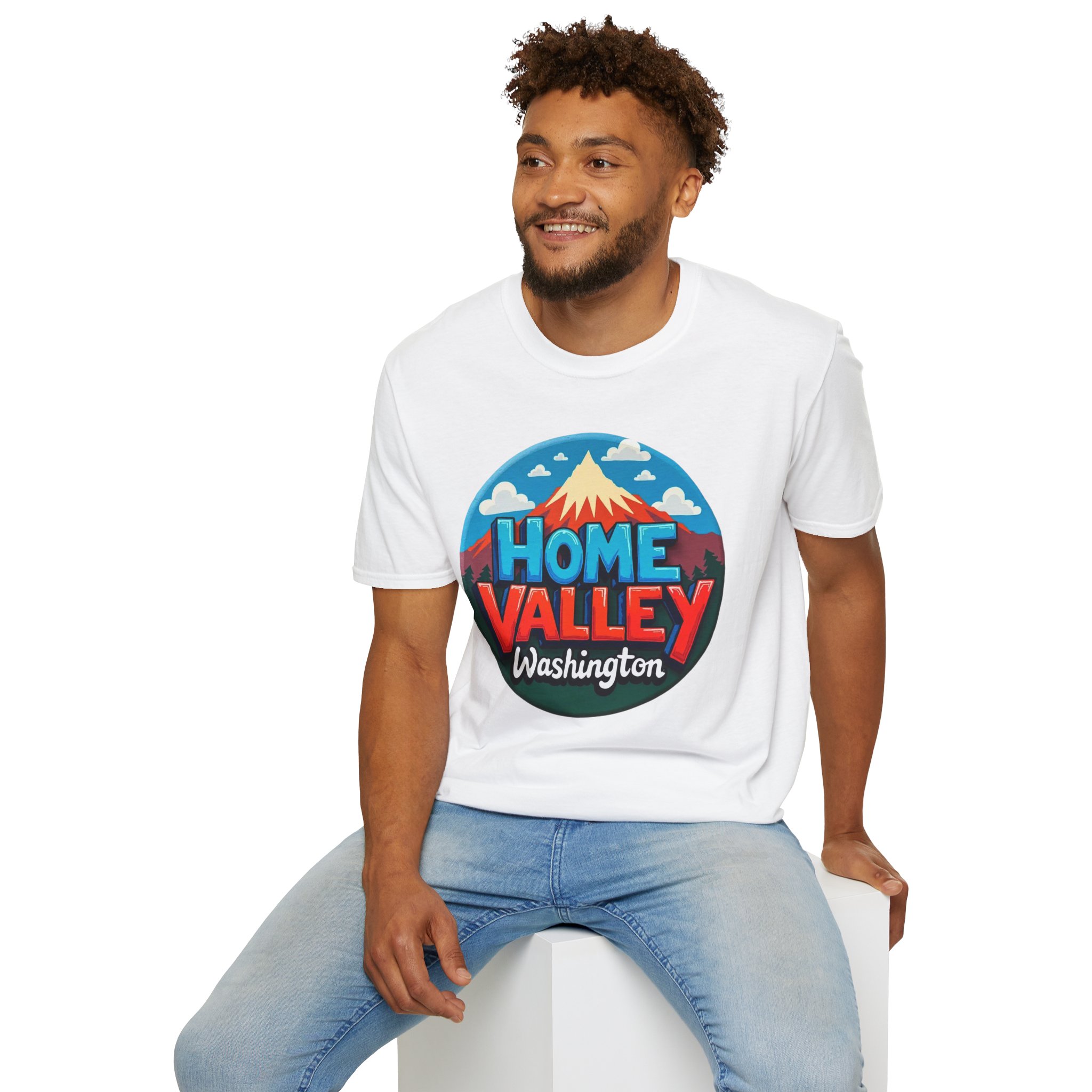 Home Valley Washington T-Shirt – Retro Mountain Badge Graphic