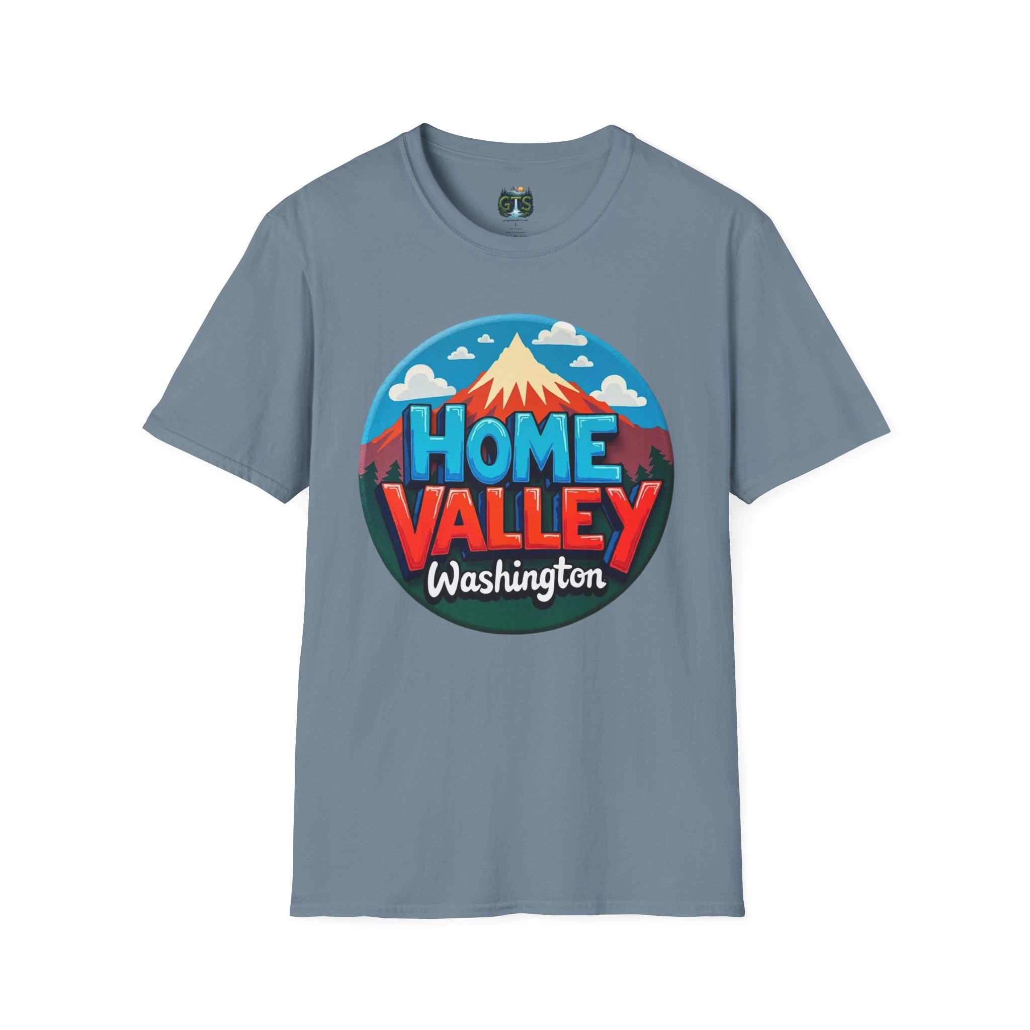 Home Valley Washington T-Shirt – Retro Mountain Badge Graphic - Image 45
