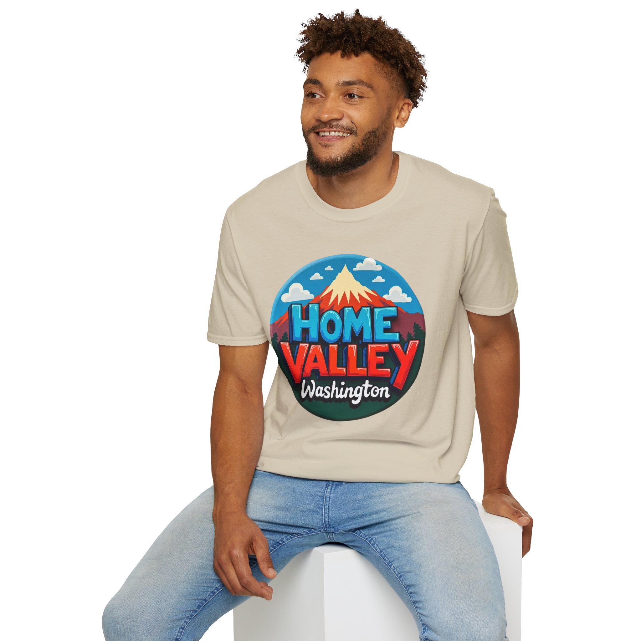 Home Valley Washington T-Shirt – Retro Mountain Badge Graphic - Image 11