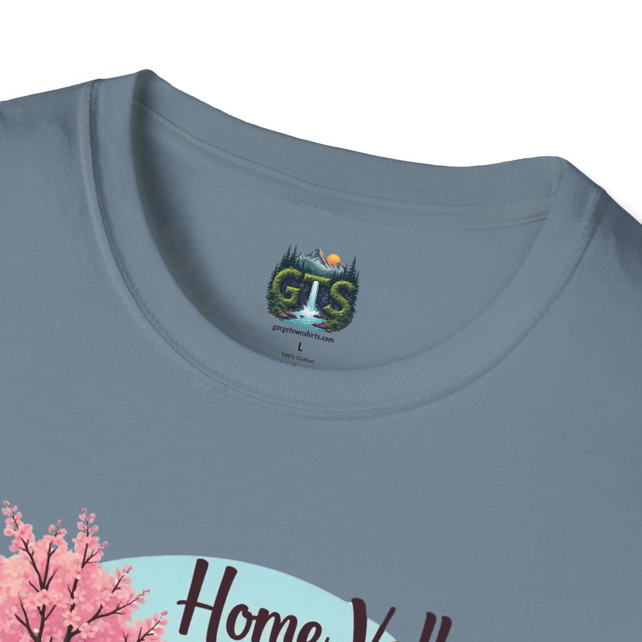 Home Valley Washington Scenic T-Shirt — Mountain River Cherry Blossom Tee - Image 35