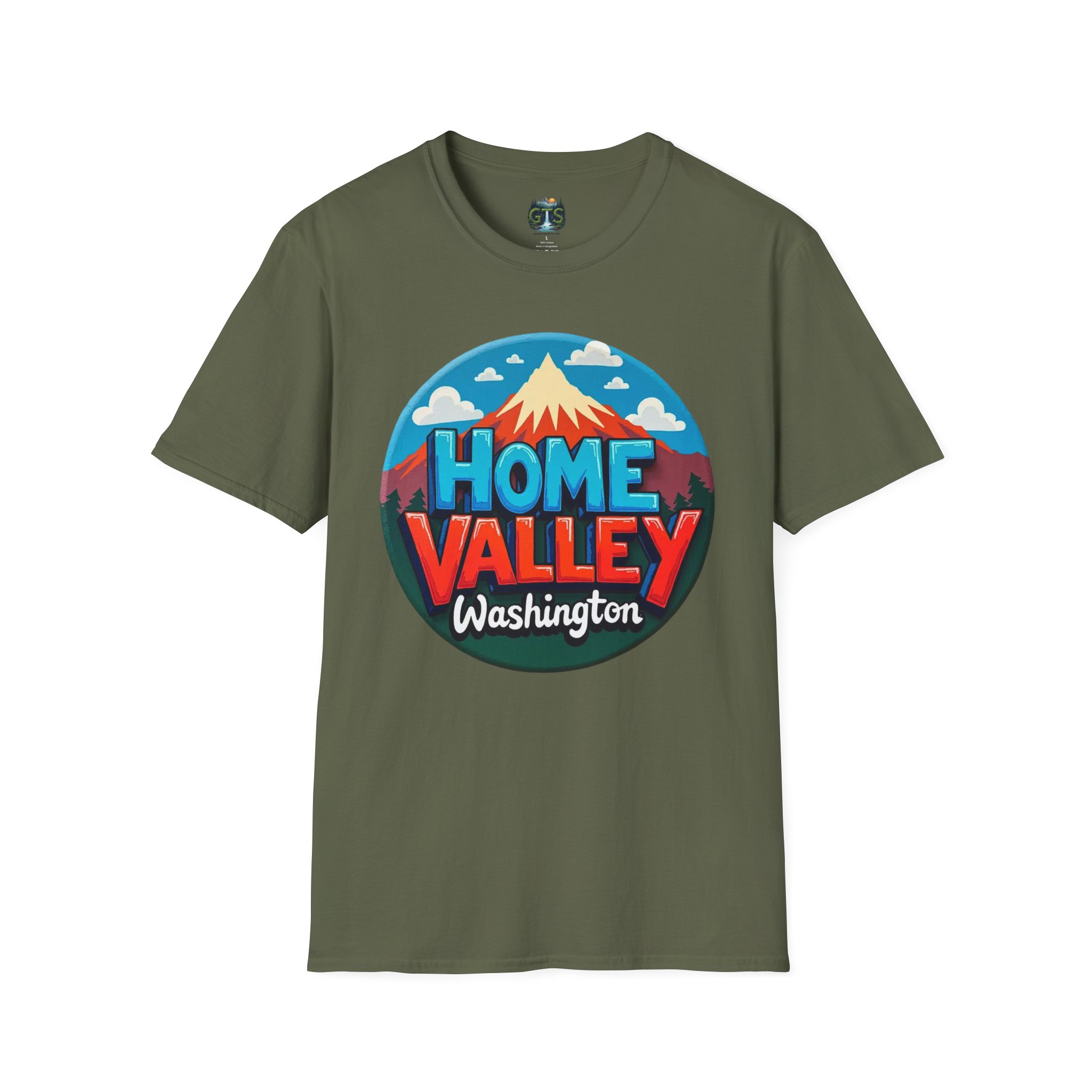 Home Valley Washington T-Shirt – Retro Mountain Badge Graphic - Image 25
