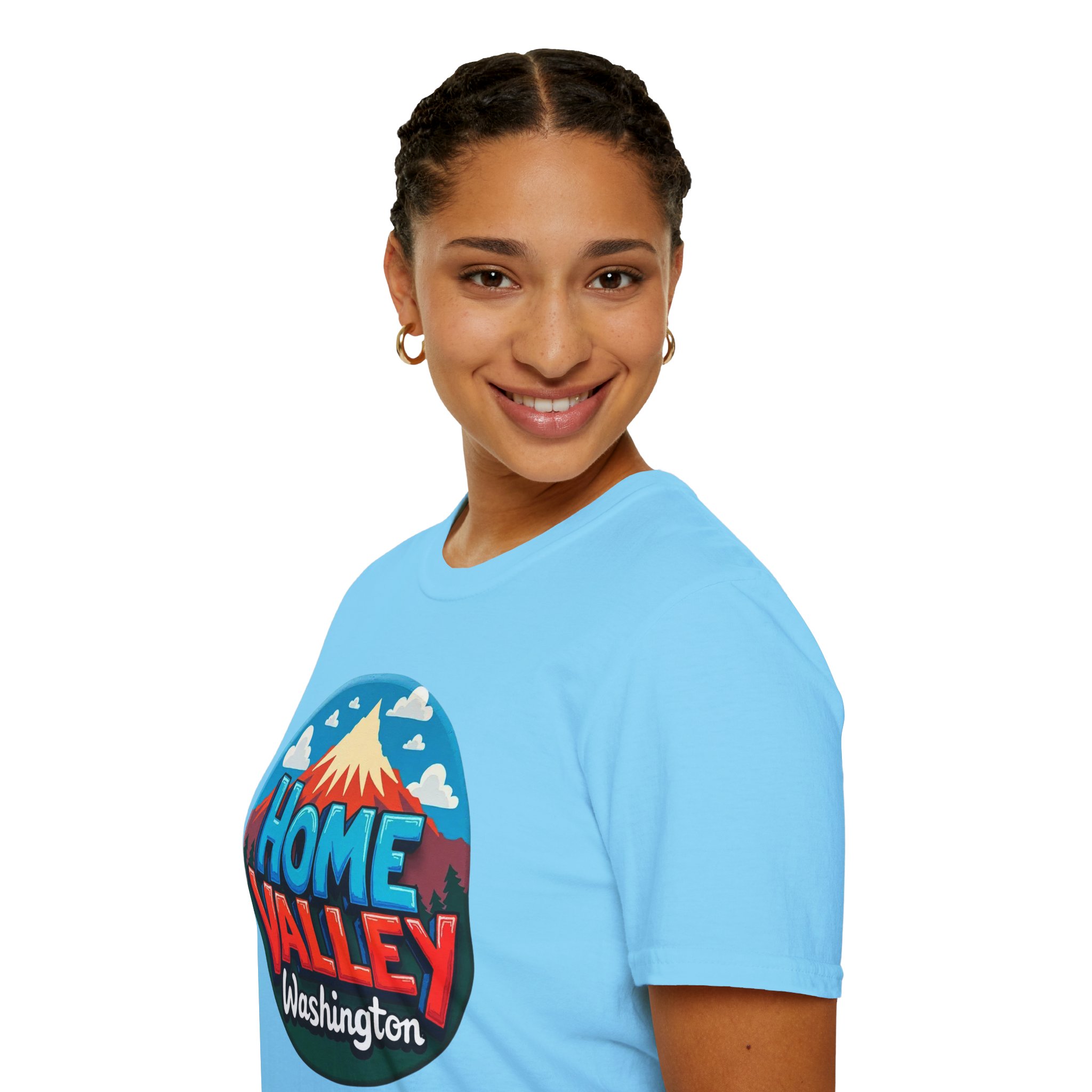 Home Valley Washington T-Shirt – Retro Mountain Badge Graphic - Image 44