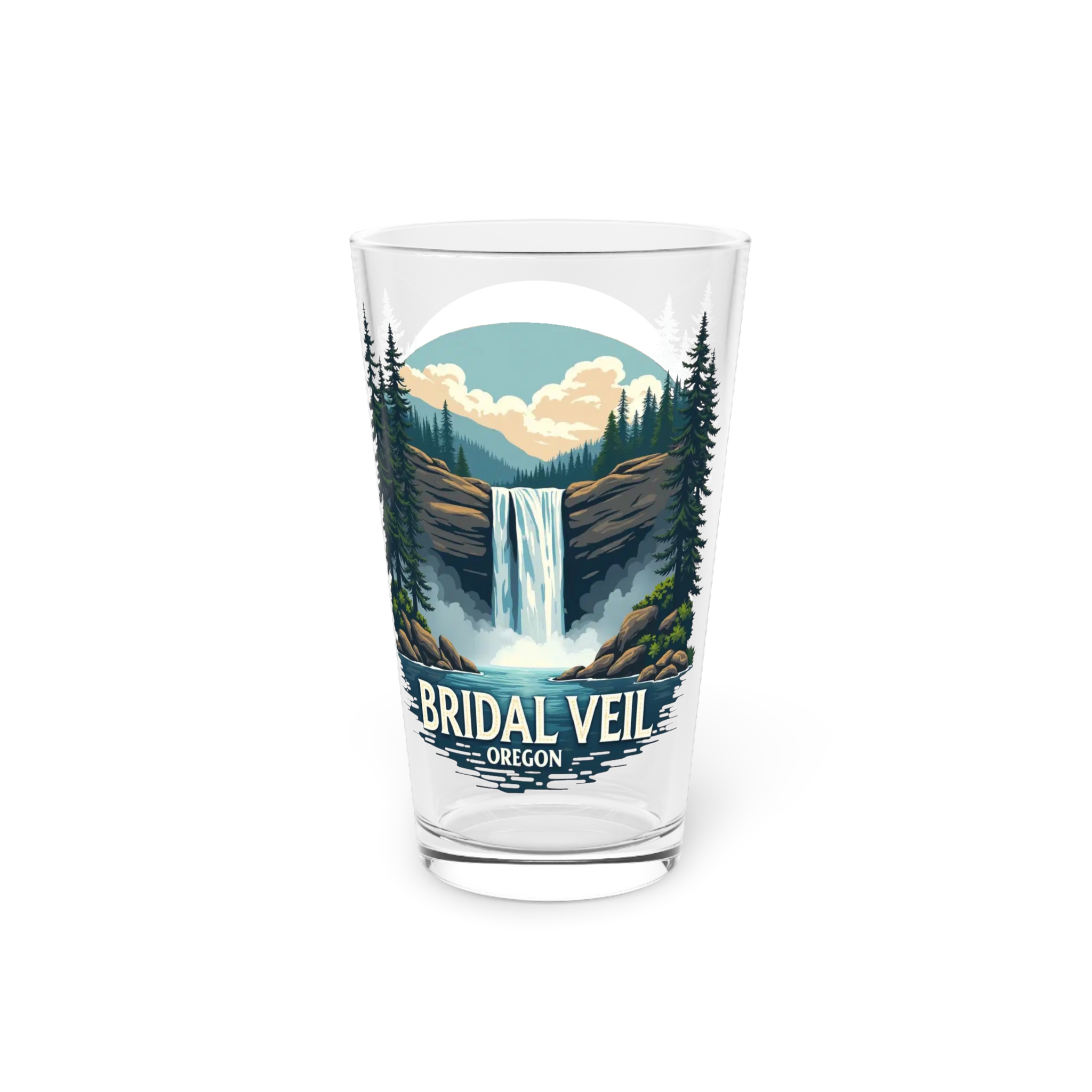 Pint Glass — Bridal Veil Oregon Scenic Waterfall Pint Glass