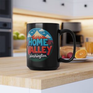 Home Valley Washington Mug — Scenic Mountain Valley Black Coffee Cup (11oz & 15oz)