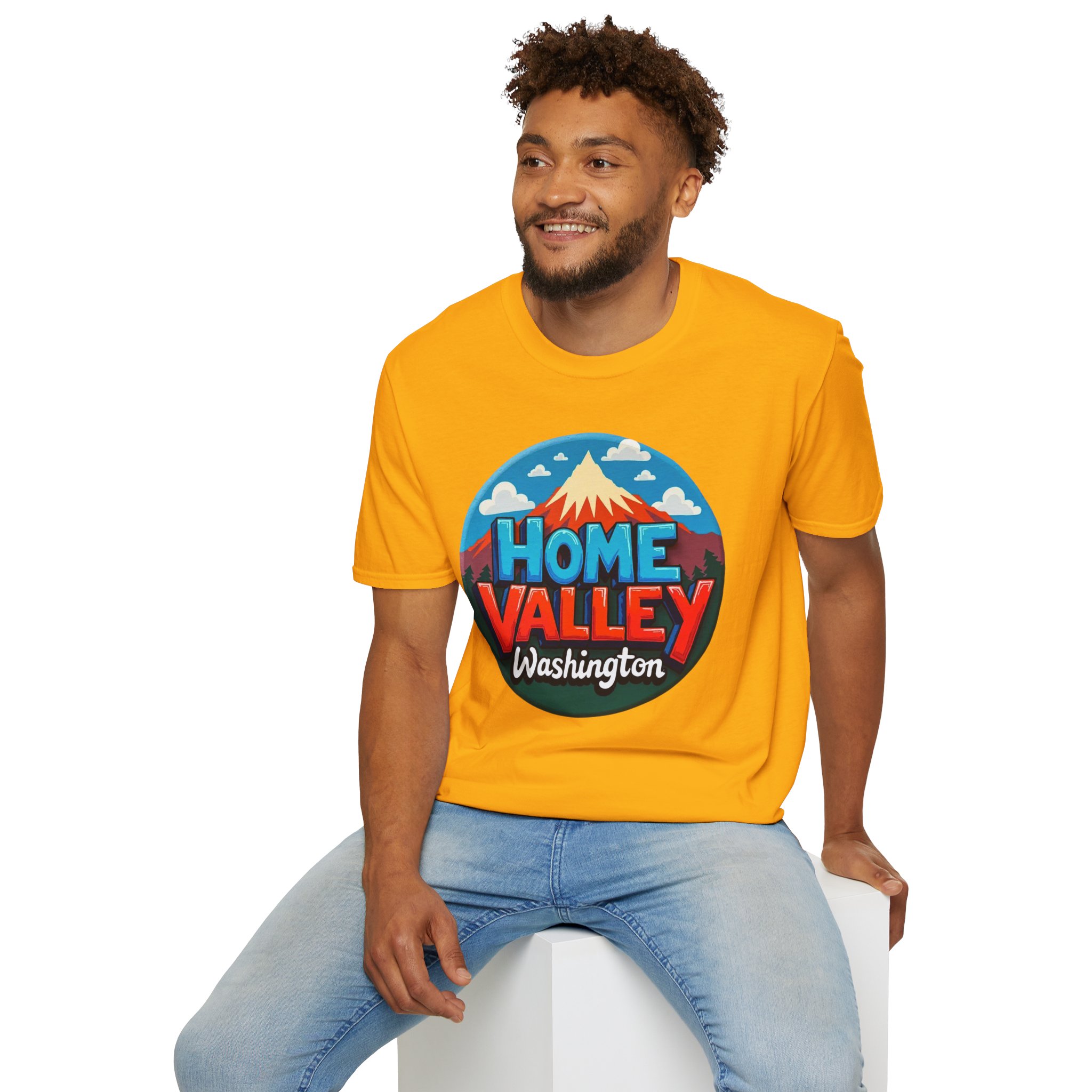 Home Valley Washington T-Shirt – Retro Mountain Badge Graphic - Image 19