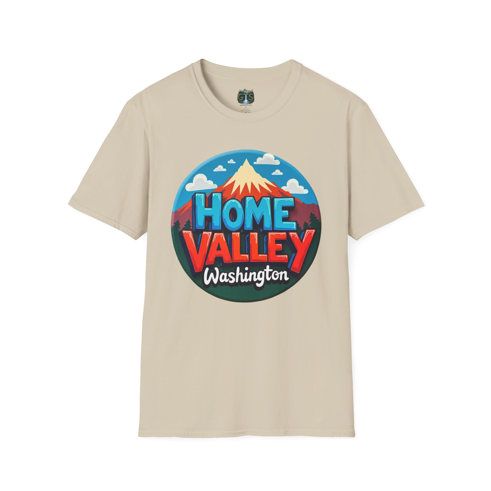 Home Valley Washington T-Shirt – Retro Mountain Badge Graphic - Image 9