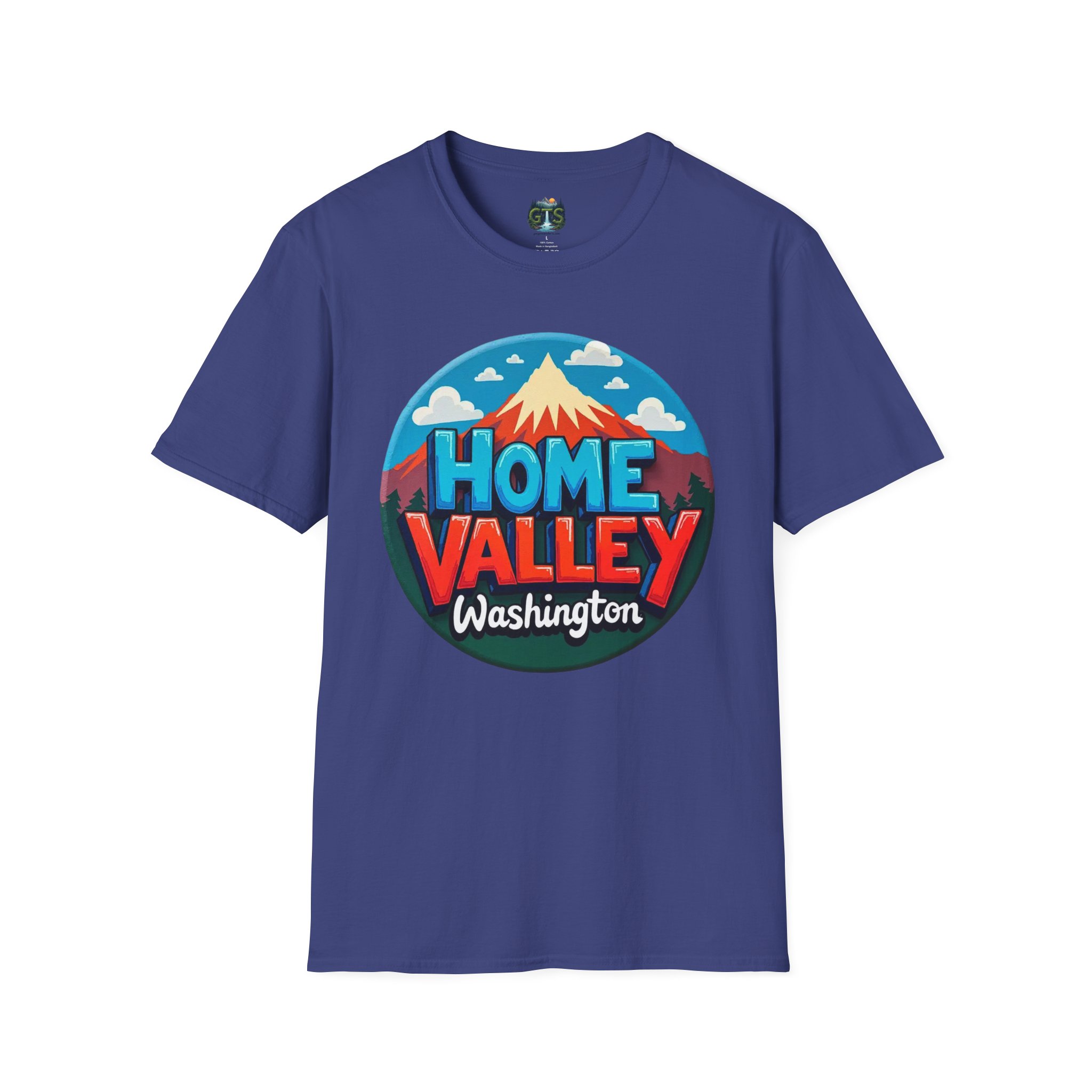 Home Valley Washington T-Shirt – Retro Mountain Badge Graphic - Image 49