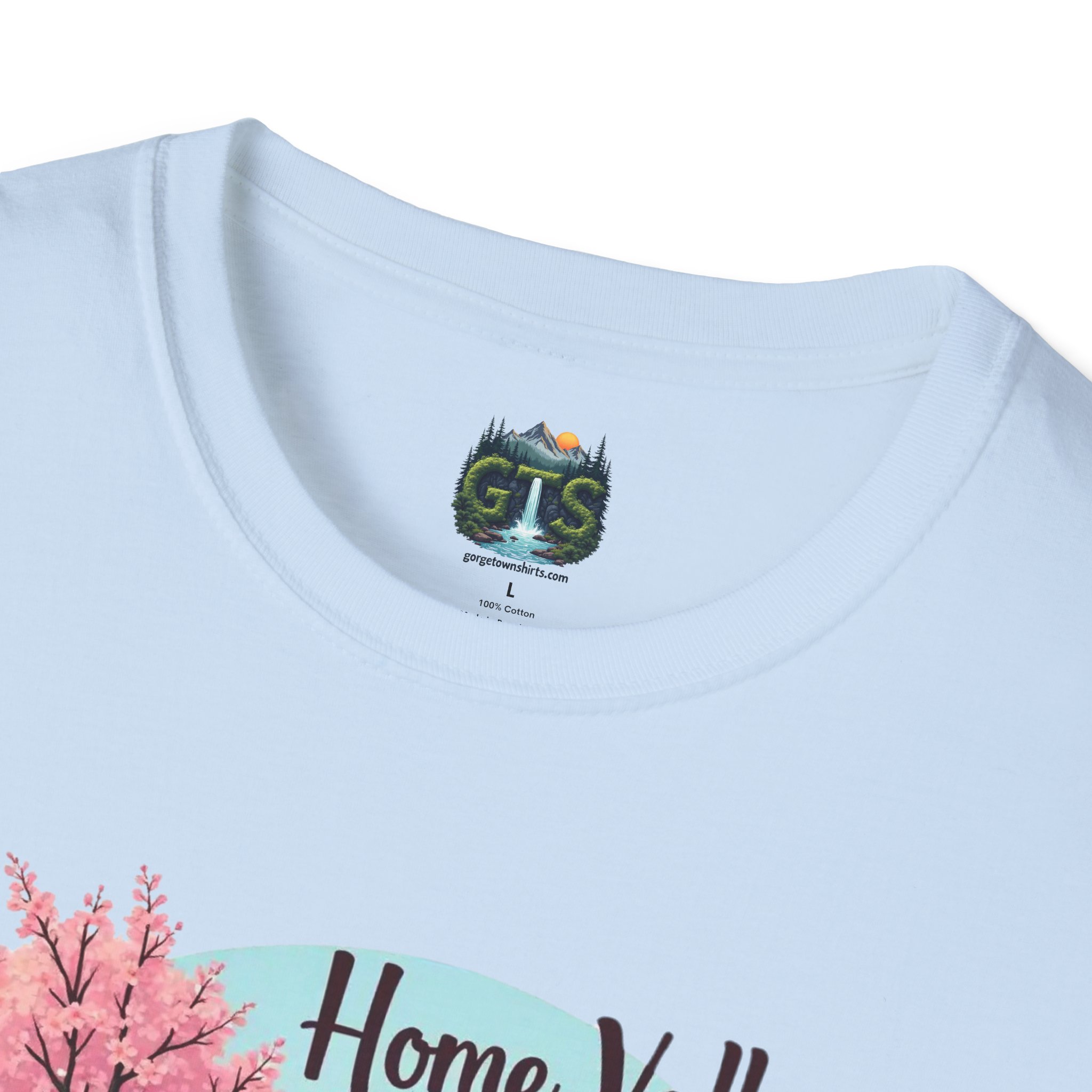 Home Valley Washington Scenic T-Shirt — Mountain River Cherry Blossom Tee - Image 32