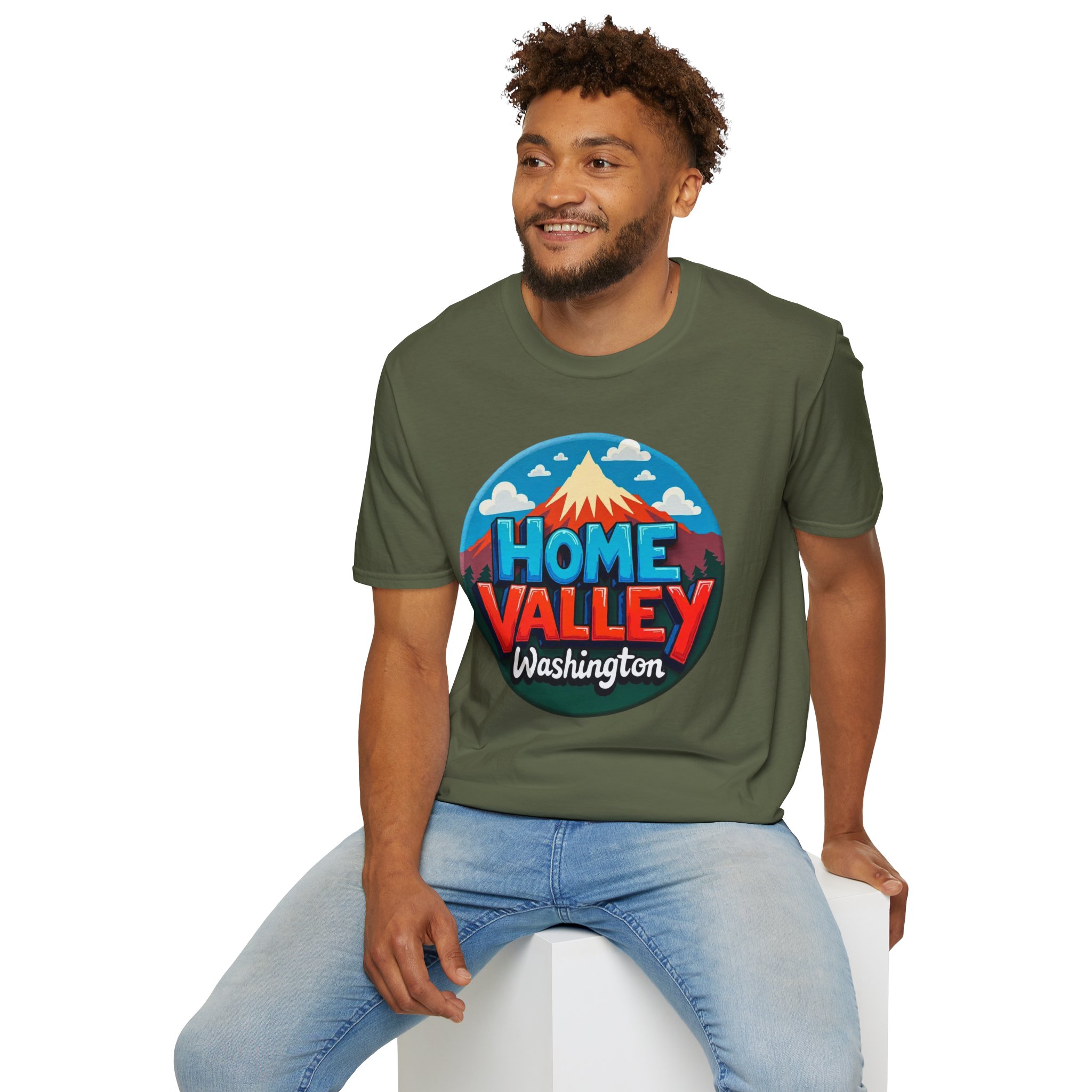 Home Valley Washington T-Shirt – Retro Mountain Badge Graphic - Image 27