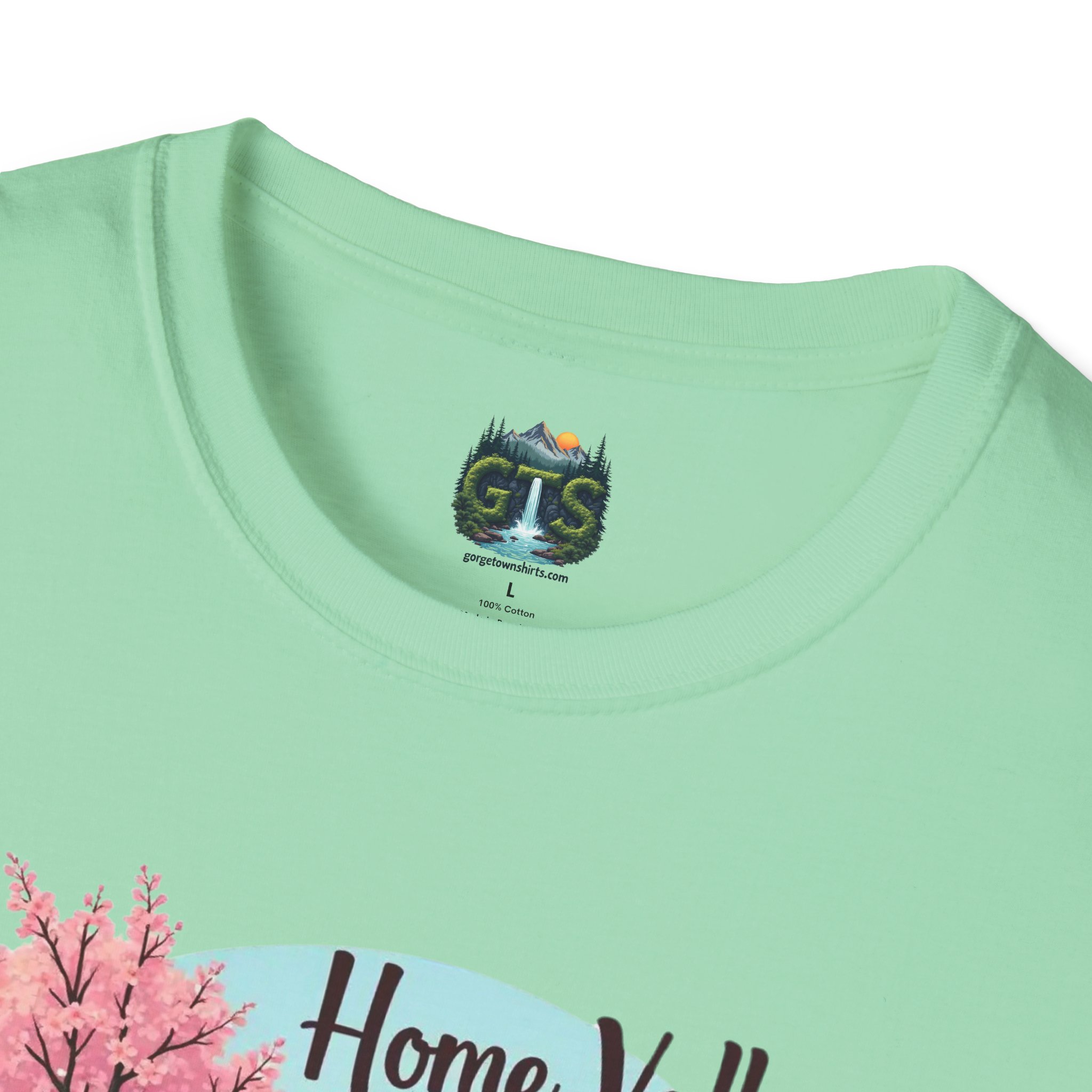 Home Valley Washington Scenic T-Shirt — Mountain River Cherry Blossom Tee - Image 26
