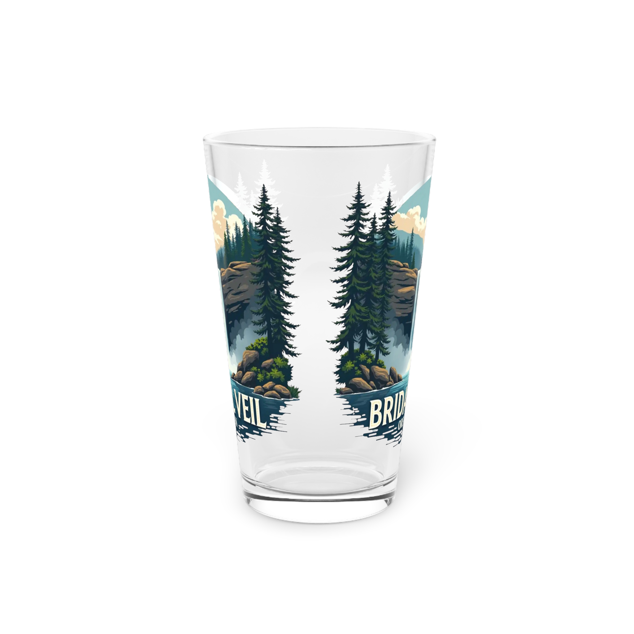 Pint Glass — Bridal Veil Oregon Scenic Waterfall Pint Glass - Image 3