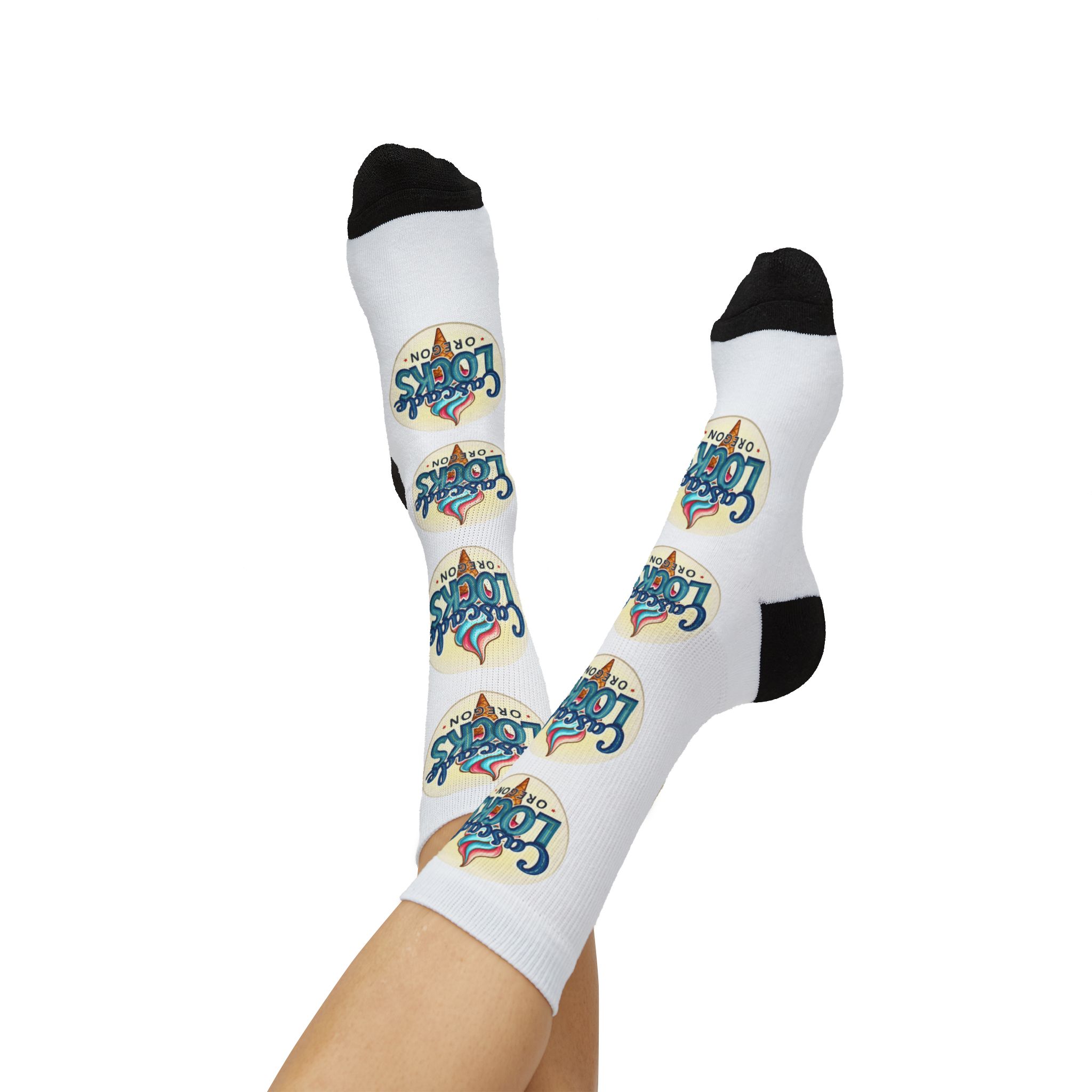 Cascade Locks Oregon Logo Sublimation Socks — Branded Crew Socks for Locals & Tourists - Image 16