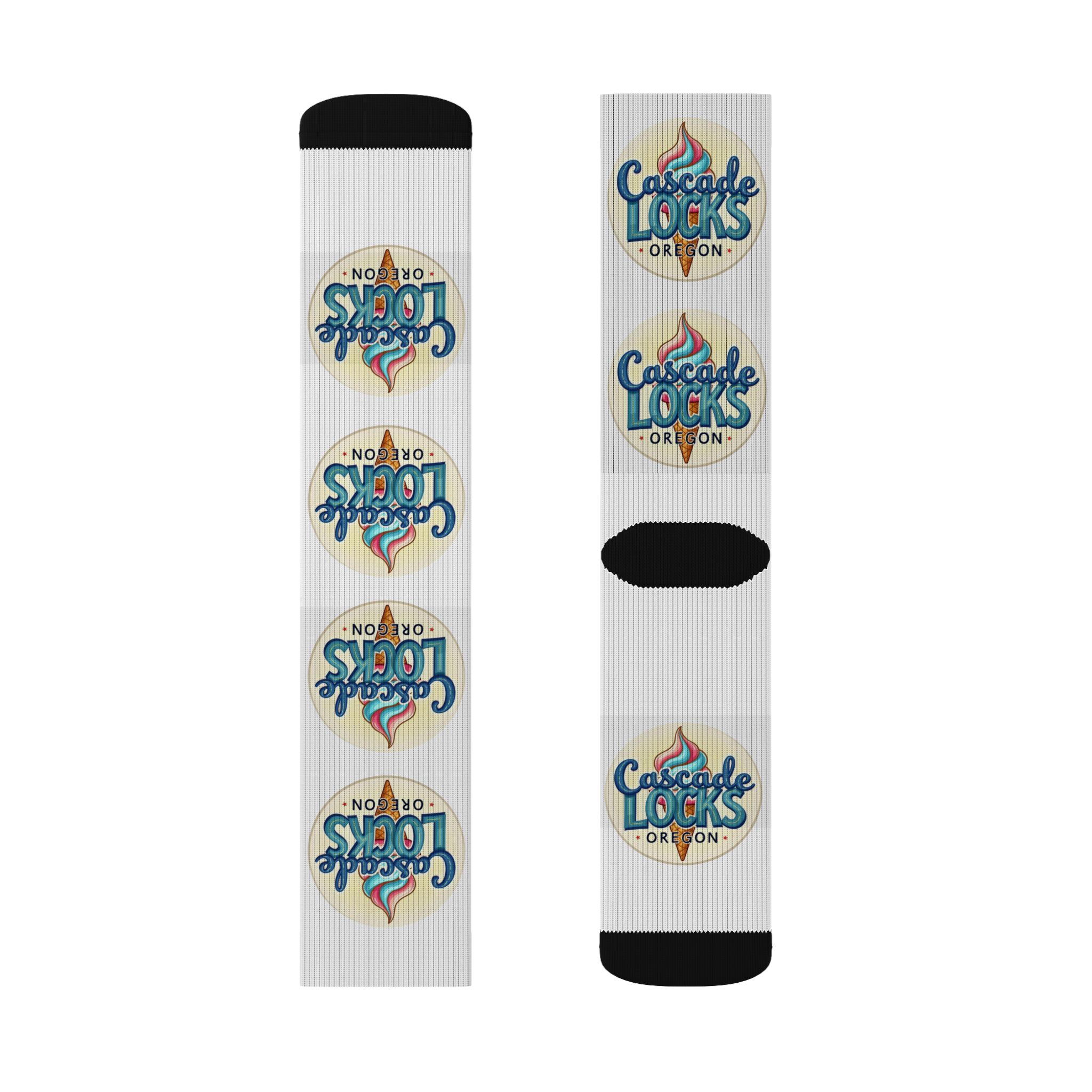 Cascade Locks Oregon Logo Sublimation Socks — Branded Crew Socks for Locals & Tourists - Image 4
