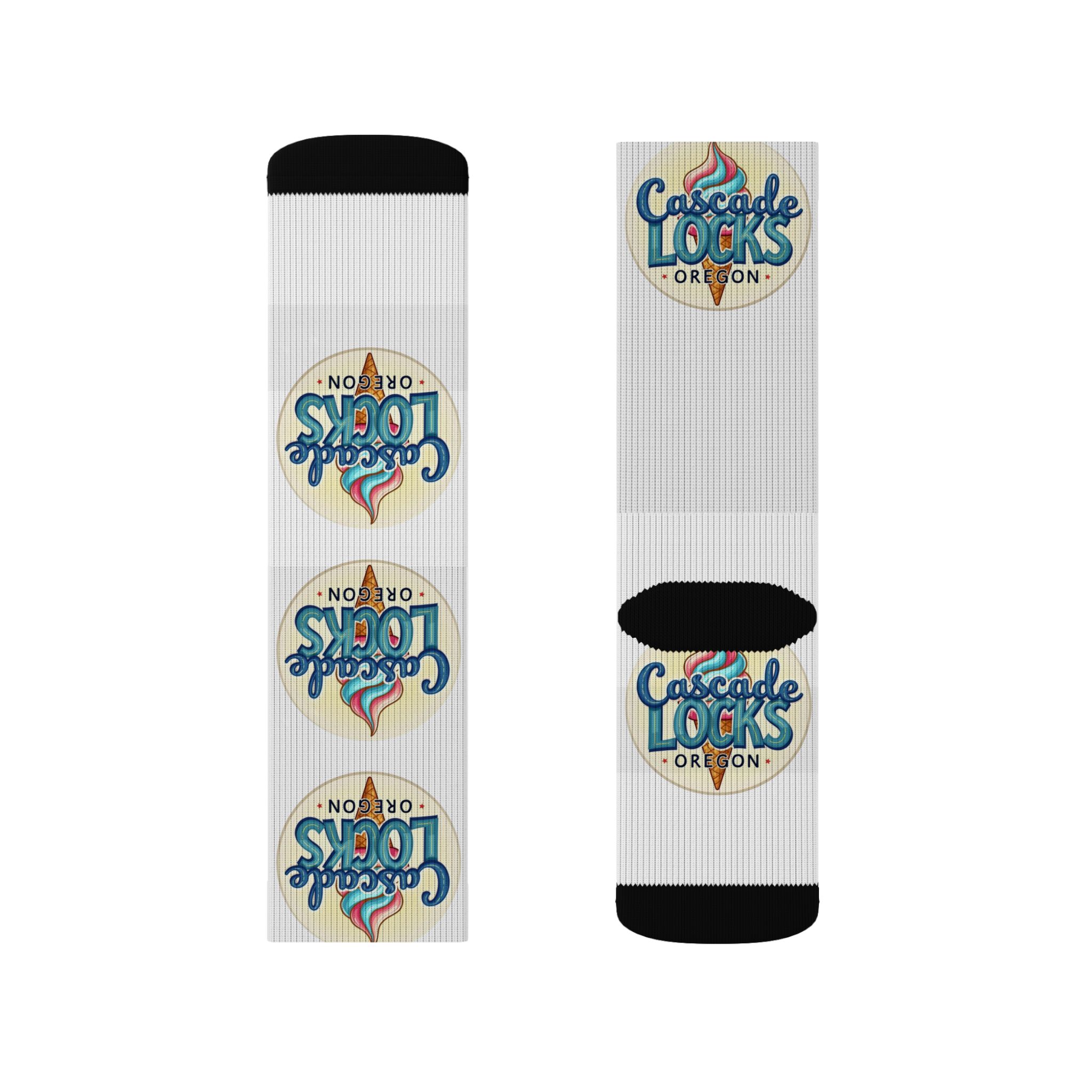 Cascade Locks Oregon Logo Sublimation Socks — Branded Crew Socks for Locals & Tourists - Image 24