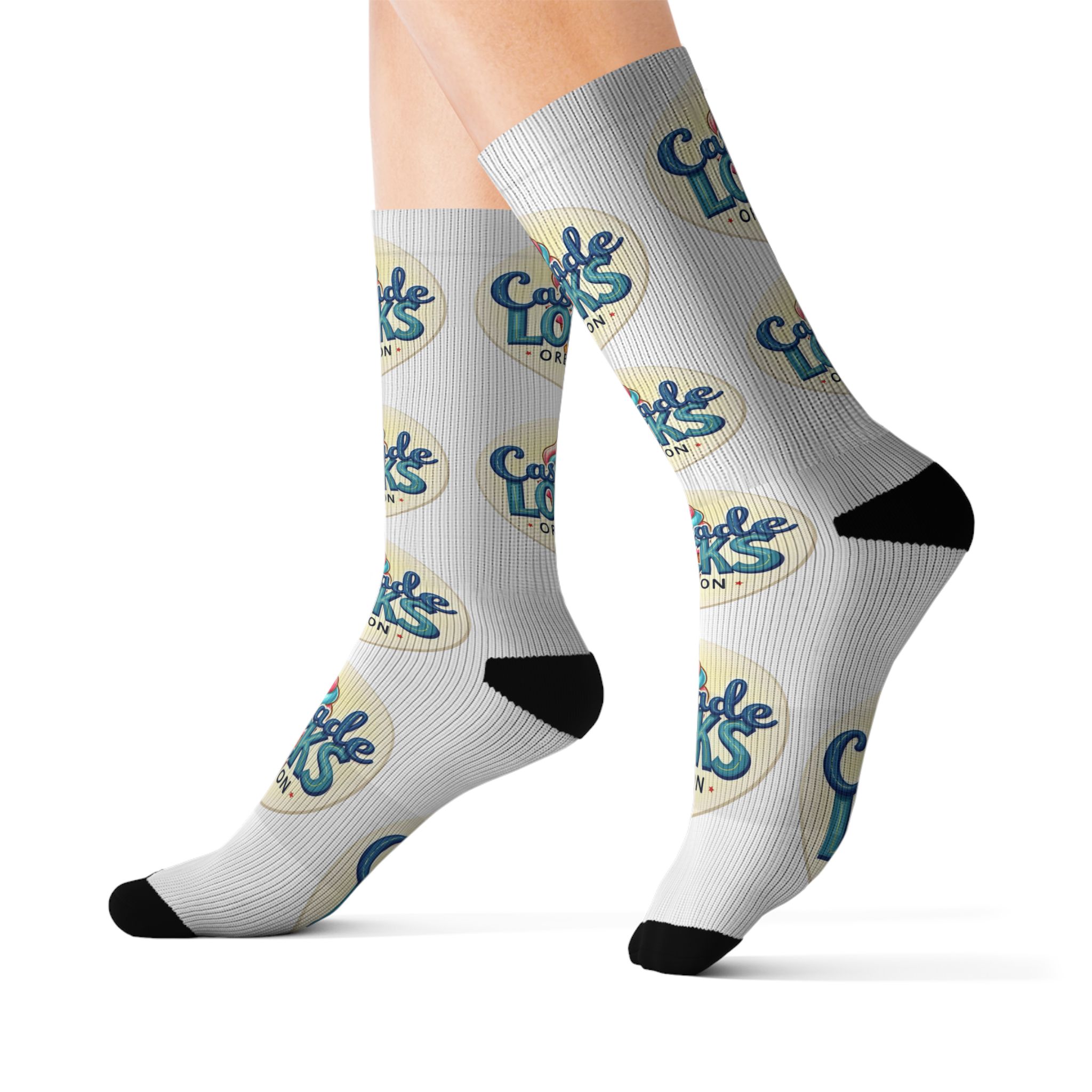 Cascade Locks Oregon Logo Sublimation Socks — Branded Crew Socks for Locals & Tourists - Image 11