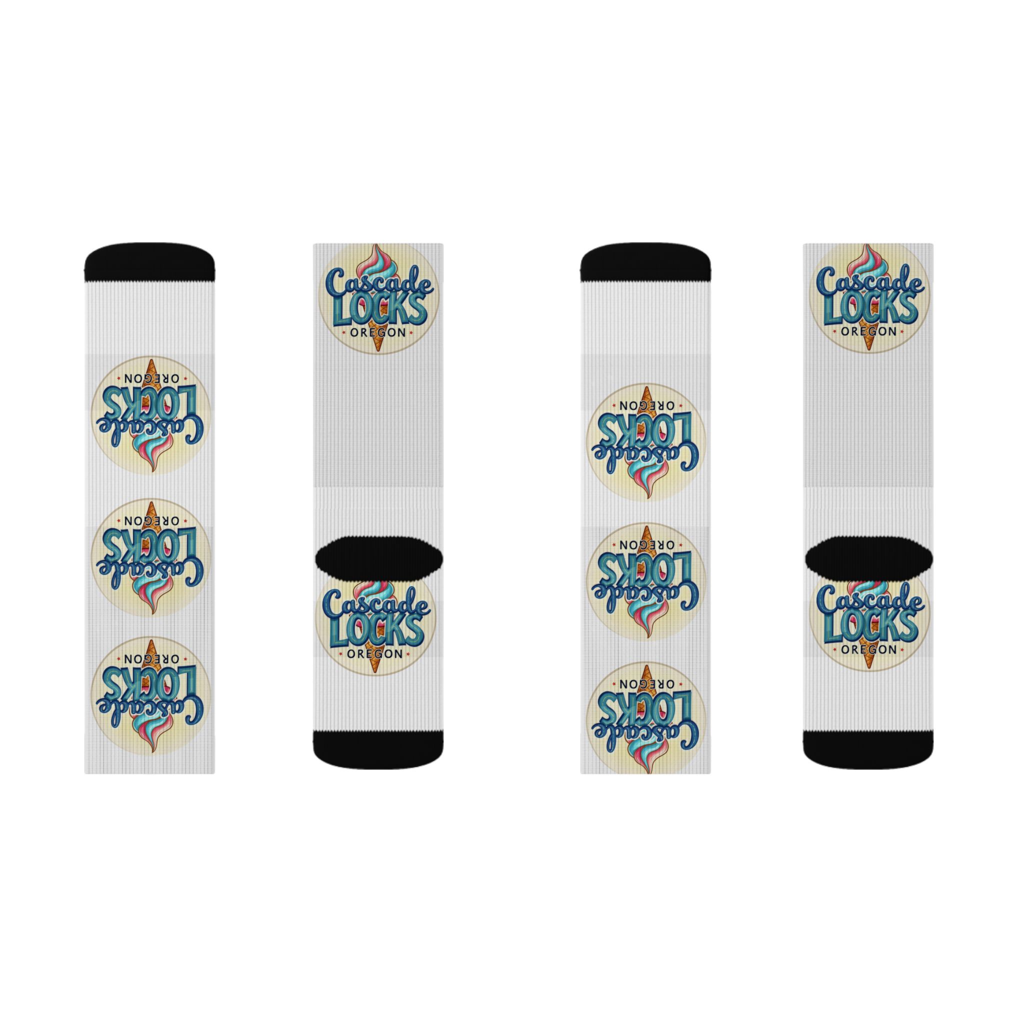 Cascade Locks Oregon Logo Sublimation Socks — Branded Crew Socks for Locals & Tourists - Image 22