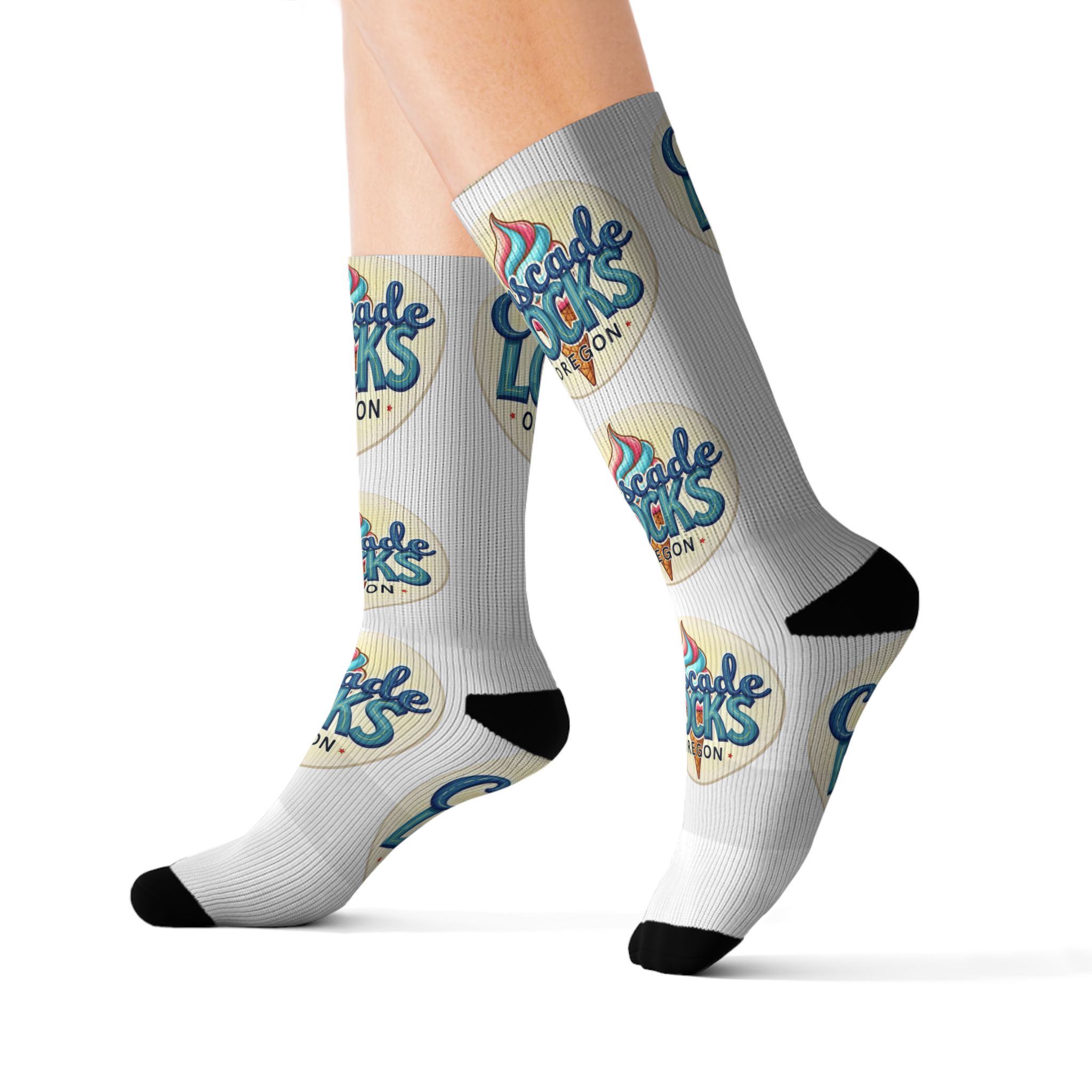 Cascade Locks Oregon Logo Sublimation Socks — Branded Crew Socks for Locals & Tourists - Image 21