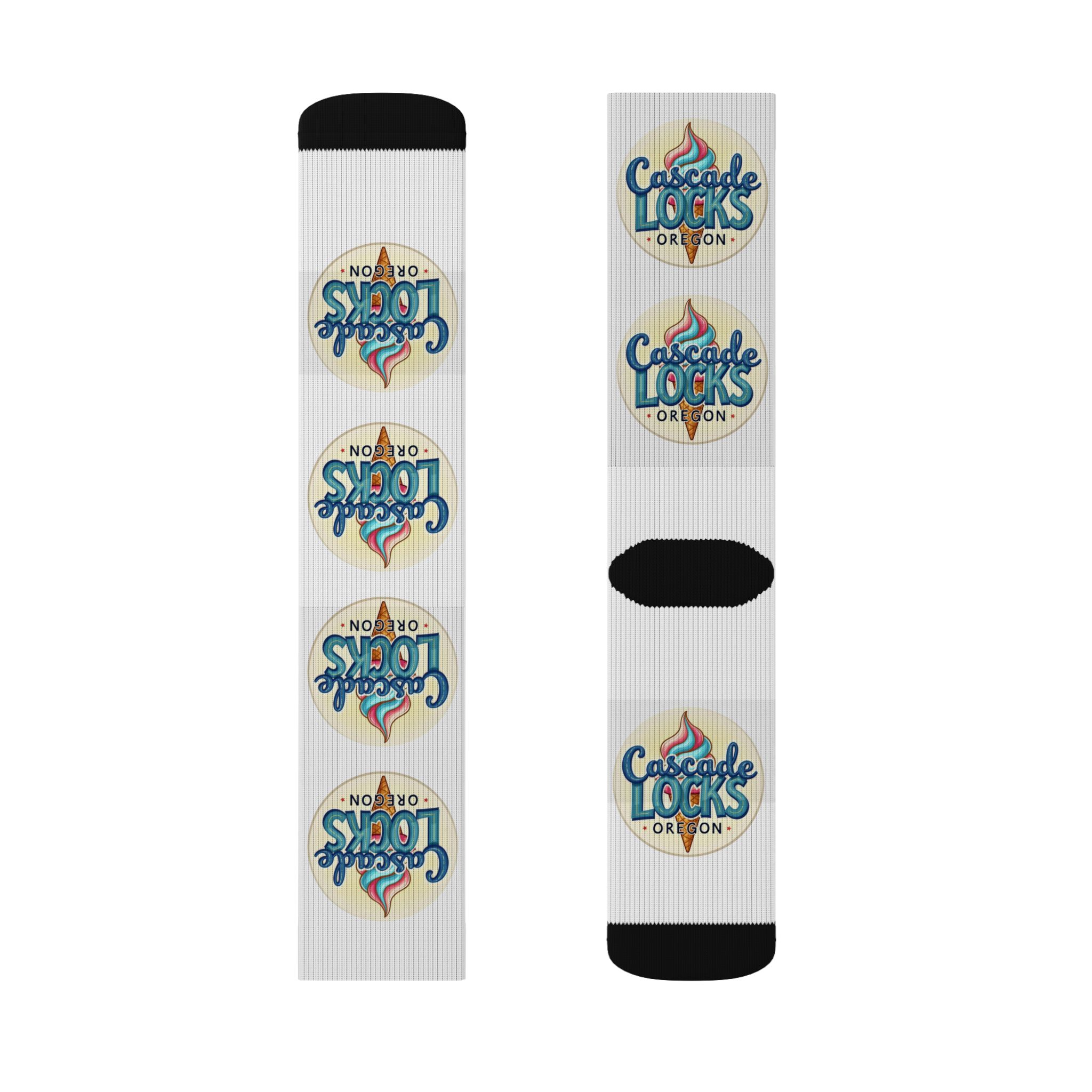 Cascade Locks Oregon Logo Sublimation Socks — Branded Crew Socks for Locals & Tourists - Image 13
