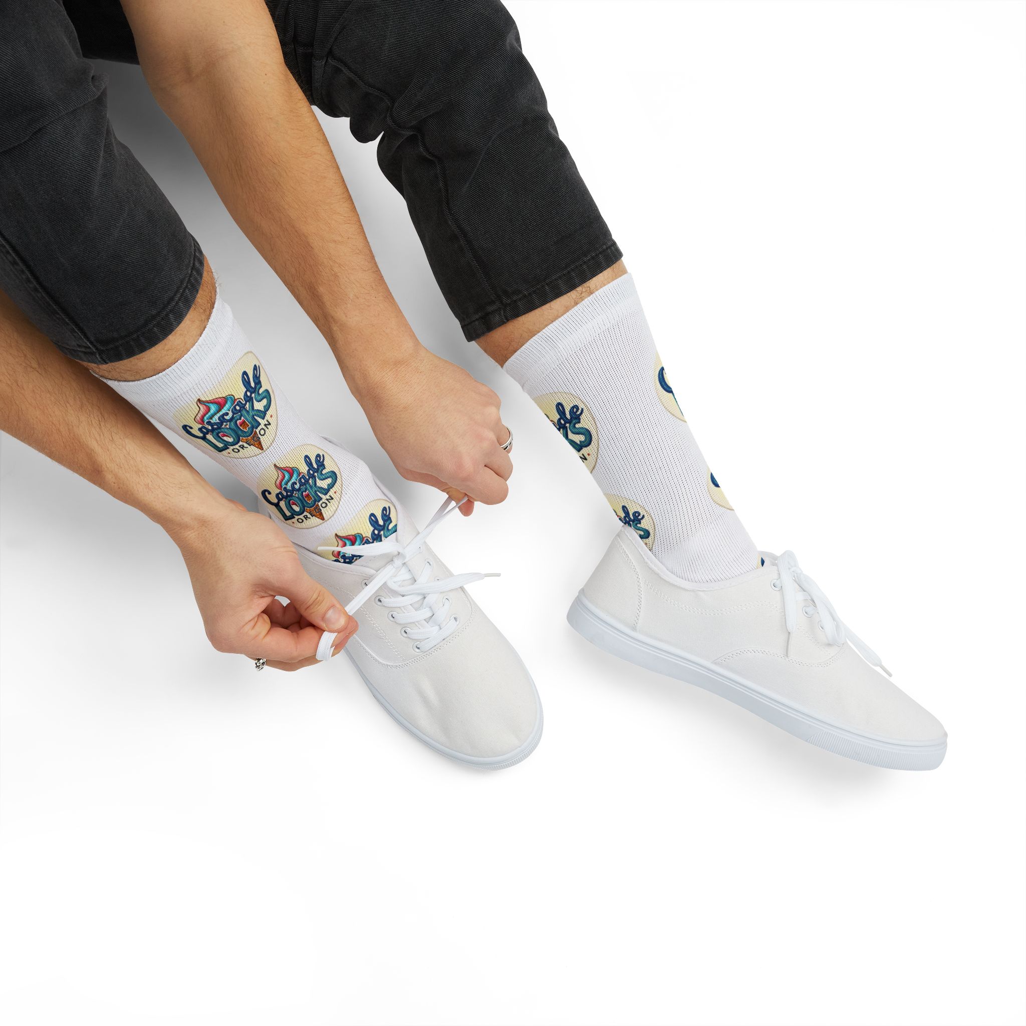 Cascade Locks Oregon Logo Sublimation Socks — Branded Crew Socks for Locals & Tourists - Image 9