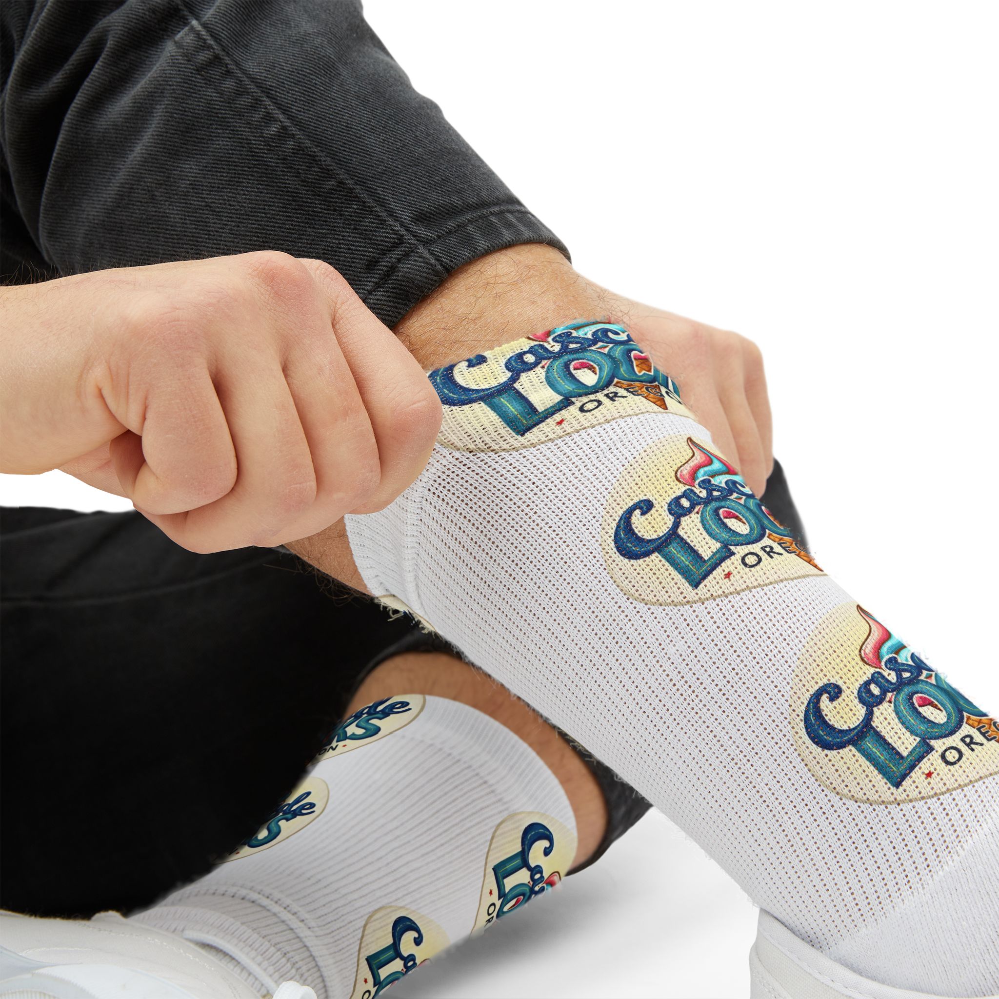 Cascade Locks Oregon Logo Sublimation Socks — Branded Crew Socks for Locals & Tourists - Image 10