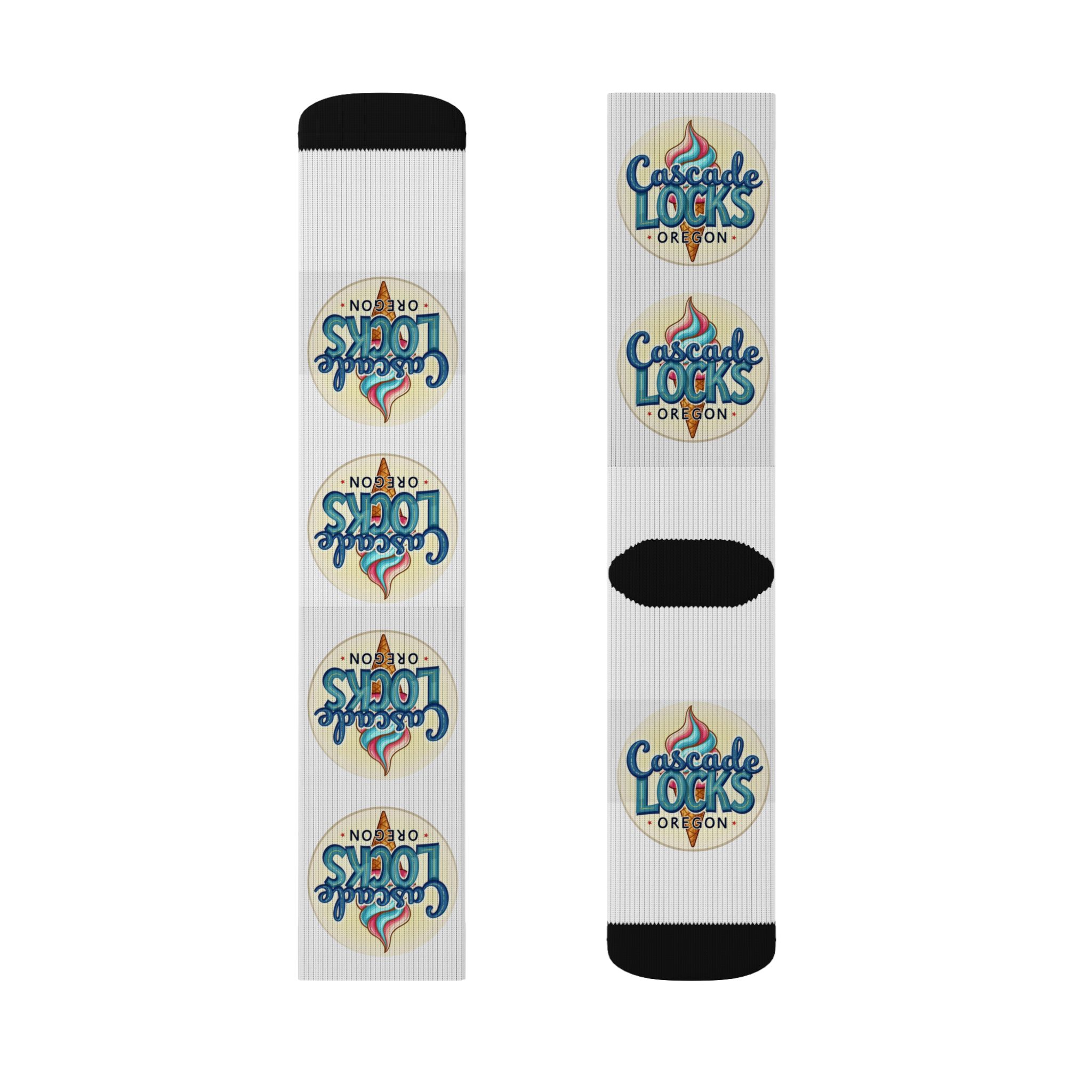 Cascade Locks Oregon Logo Sublimation Socks — Branded Crew Socks for Locals & Tourists - Image 14