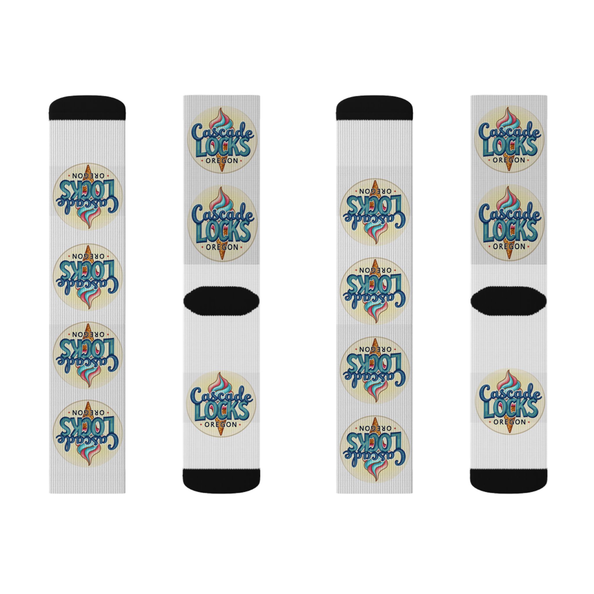 Cascade Locks Oregon Logo Sublimation Socks — Branded Crew Socks for Locals & Tourists - Image 3