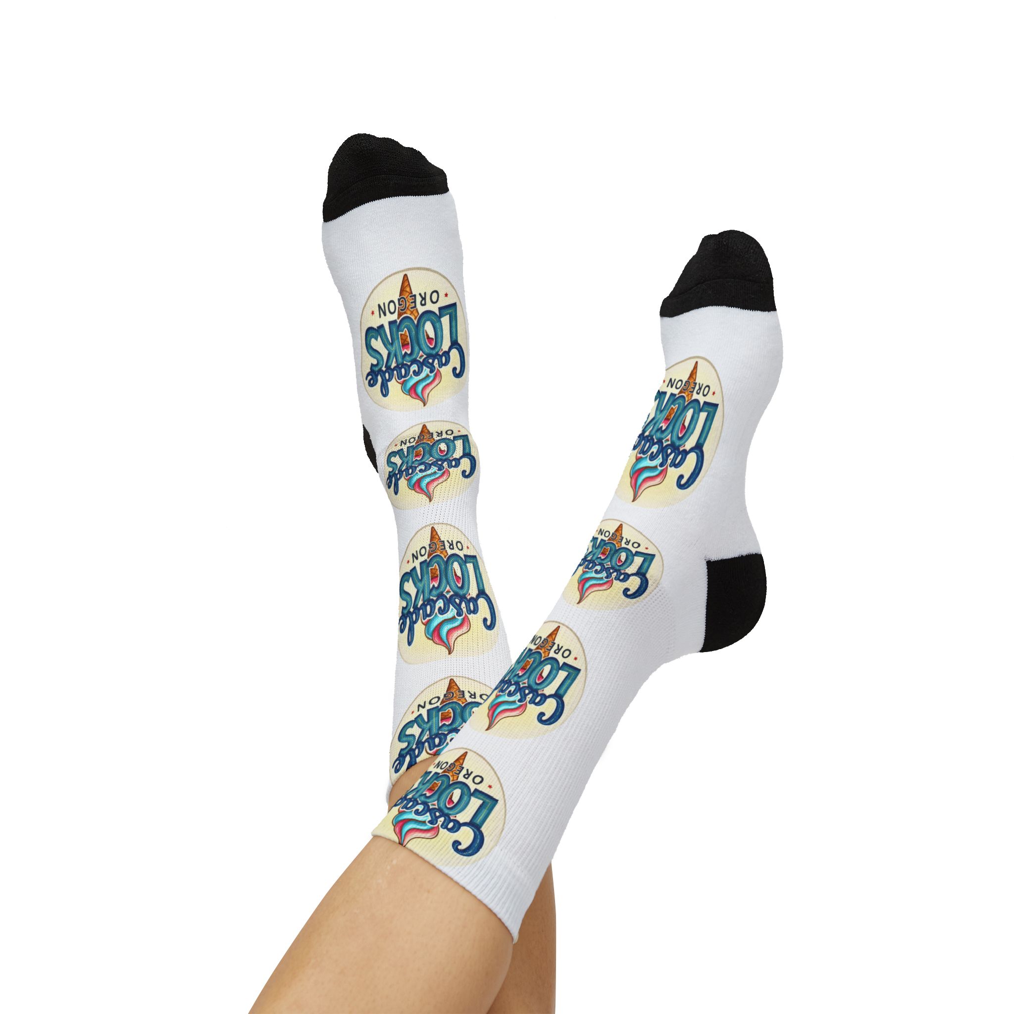 Cascade Locks Oregon Logo Sublimation Socks — Branded Crew Socks for Locals & Tourists - Image 26