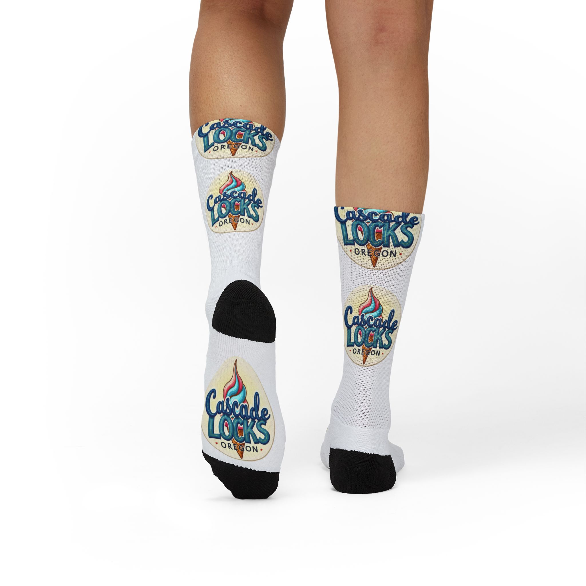 Cascade Locks Oregon Logo Sublimation Socks — Branded Crew Socks for Locals & Tourists - Image 27
