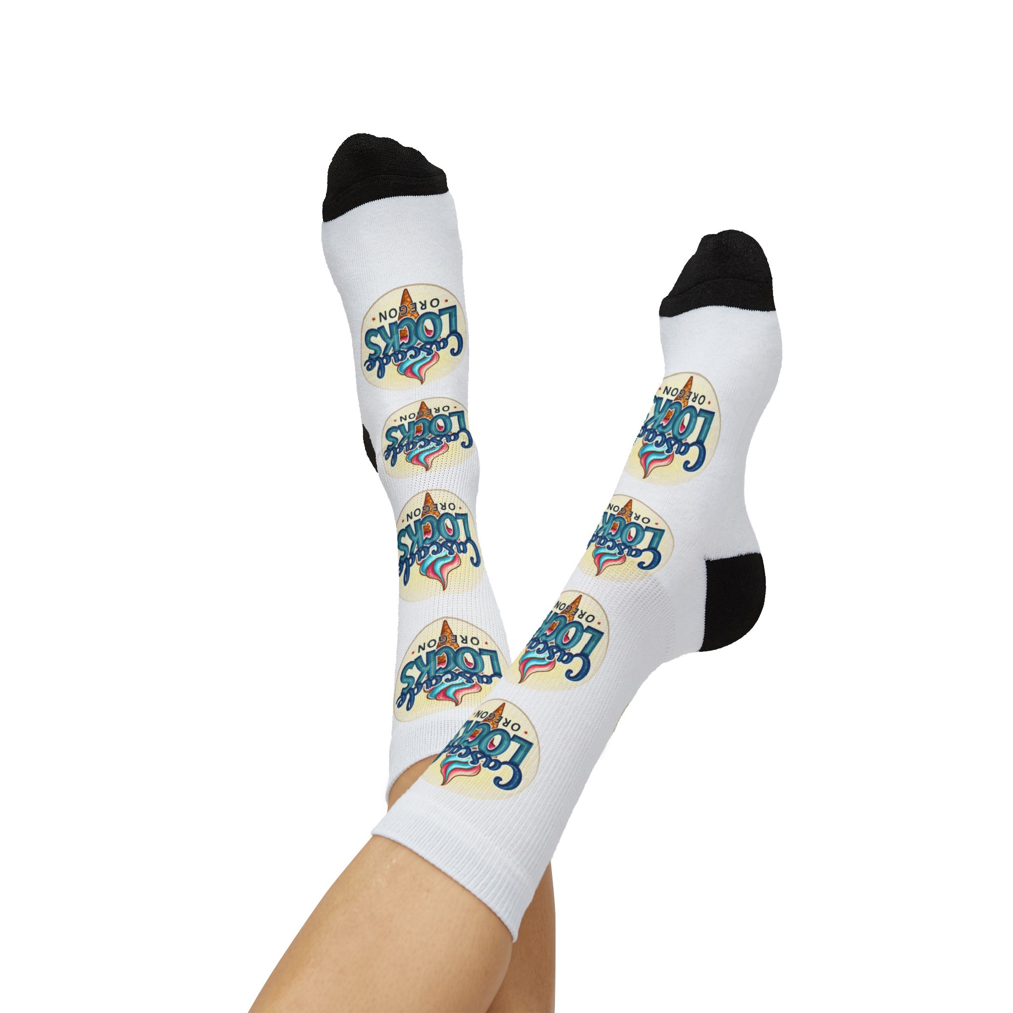 Cascade Locks Oregon Logo Sublimation Socks — Branded Crew Socks for Locals & Tourists - Image 7