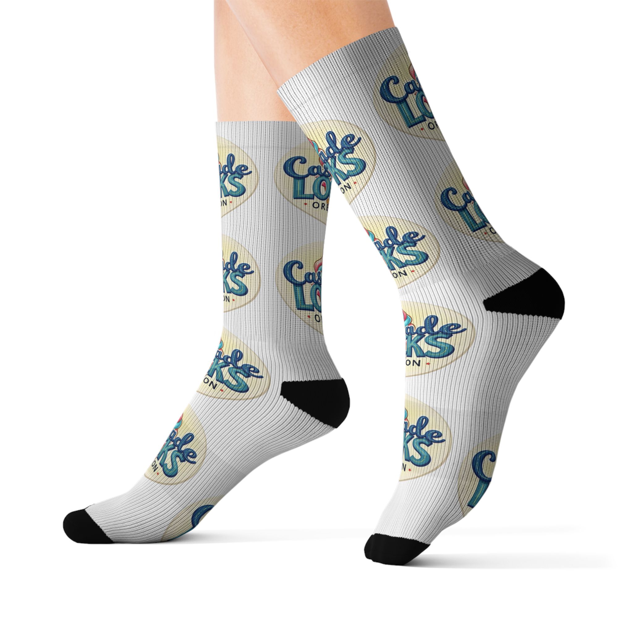 Cascade Locks Oregon Logo Sublimation Socks — Branded Crew Socks for Locals & Tourists - Image 2