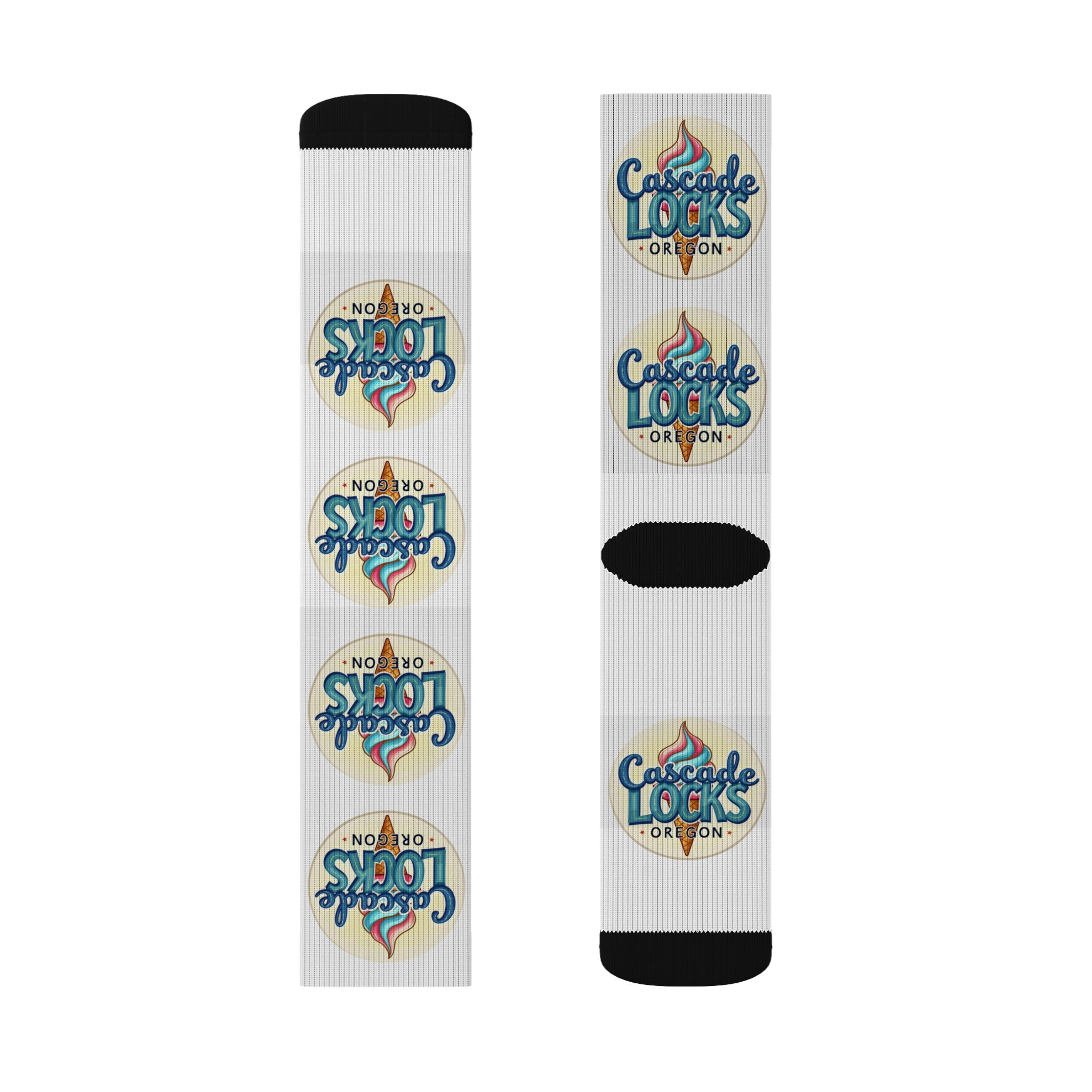 Cascade Locks Oregon Logo Sublimation Socks — Branded Crew Socks for Locals & Tourists - Image 5