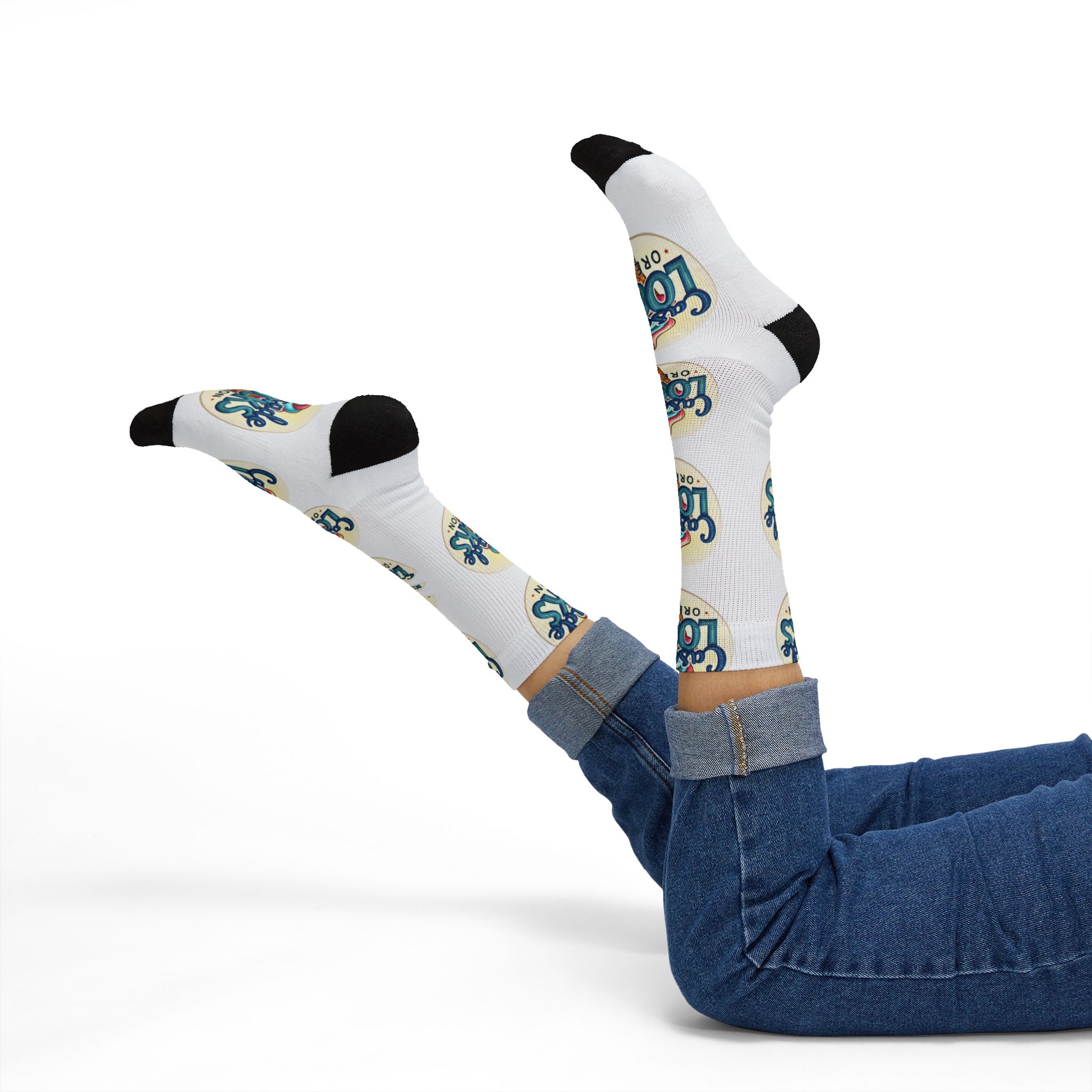 Cascade Locks Oregon Logo Sublimation Socks — Branded Crew Socks for Locals & Tourists - Image 28