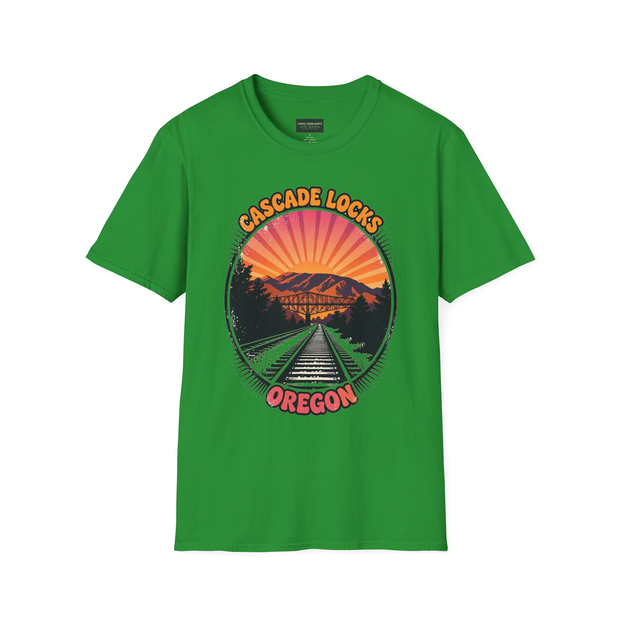 Cascade Locks Oregon T-Shirt – Railroad Tracks Bridge Badge Graphic - Image 10