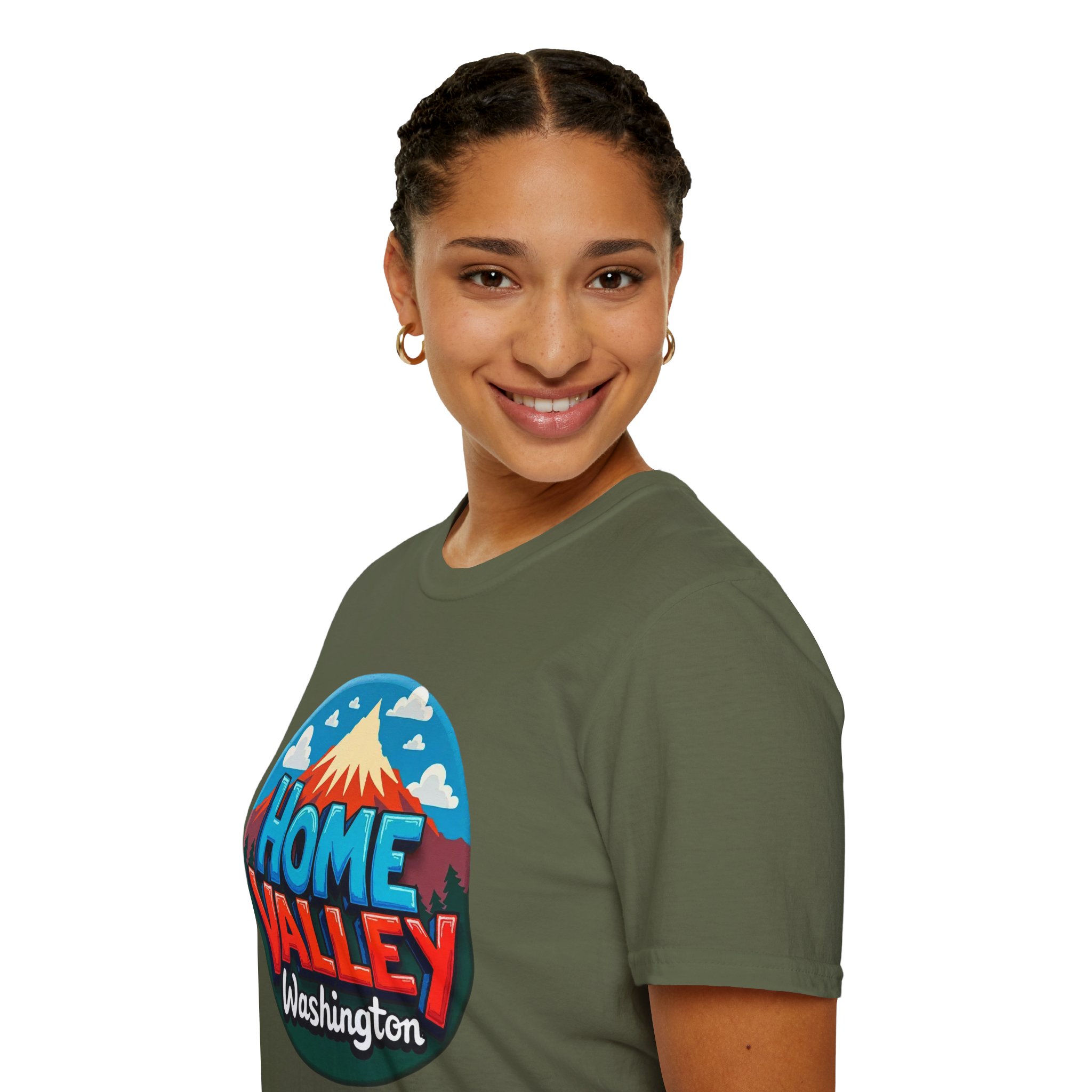 Home Valley Washington T-Shirt – Retro Mountain Badge Graphic - Image 28