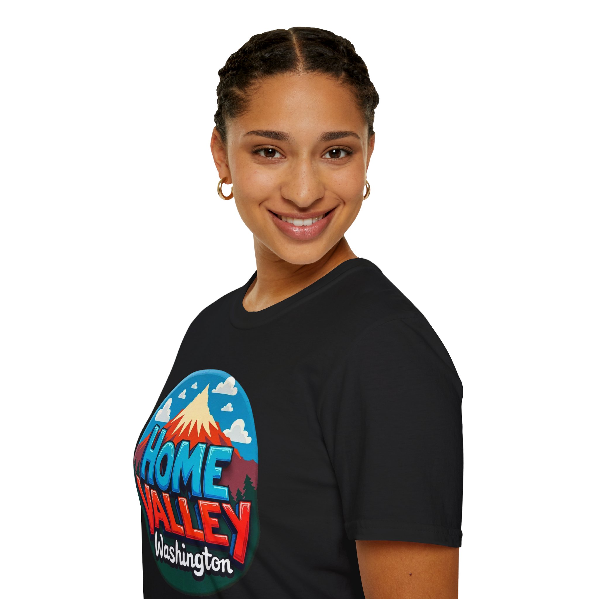 Home Valley Washington T-Shirt – Retro Mountain Badge Graphic - Image 8