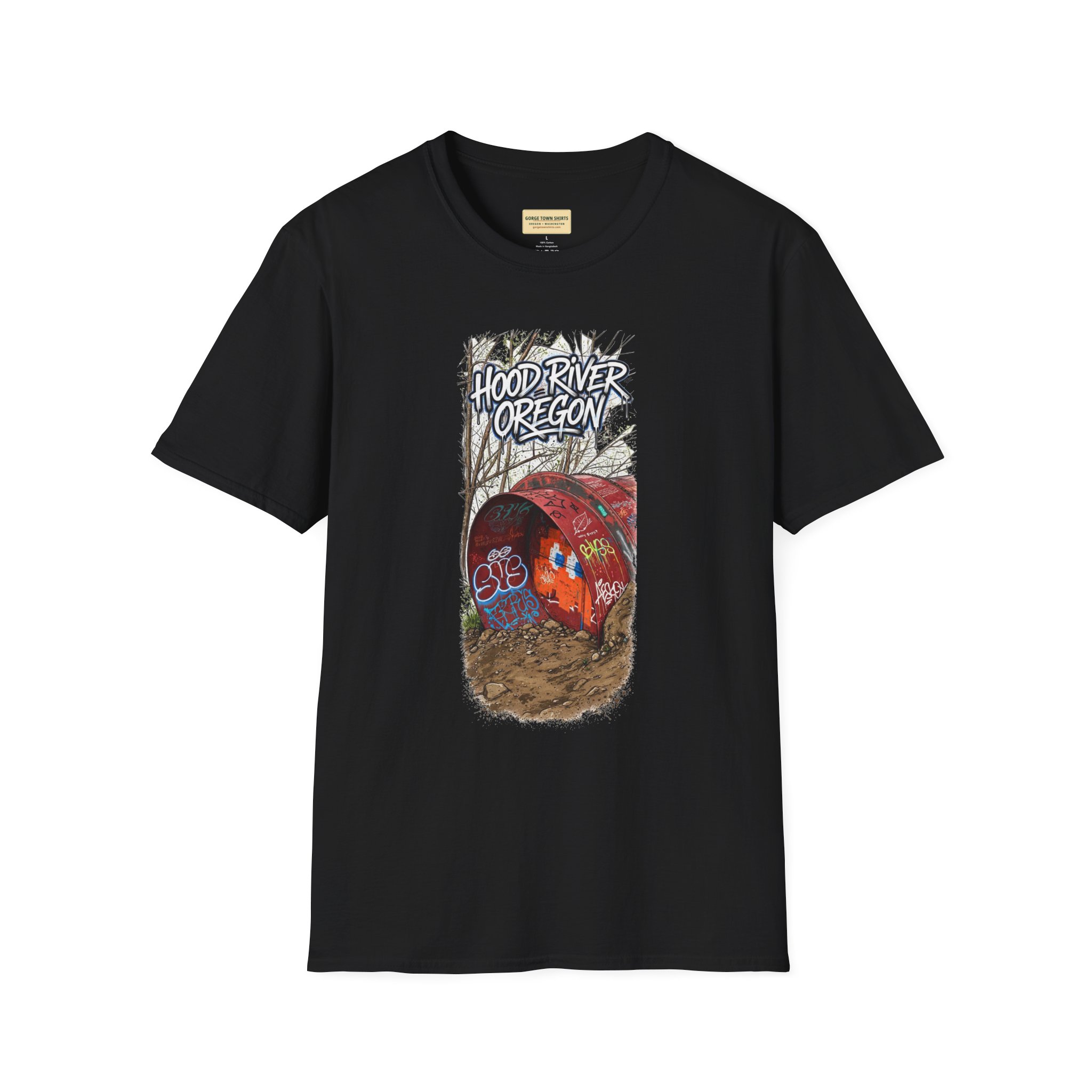 Hood River Oregon T-Shirt – Graffiti Tunnel Graphic - Image 2