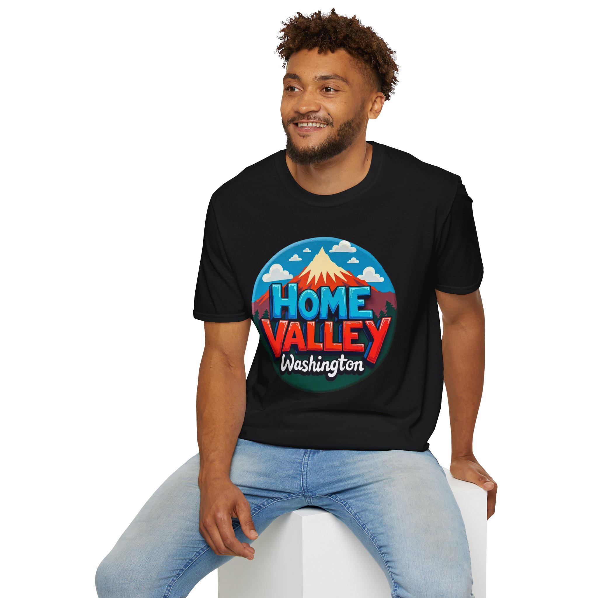 Home Valley Washington T-Shirt – Retro Mountain Badge Graphic - Image 7