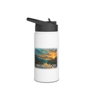 Cascade Locks Oregon Stainless Steel Water Bottle – Epic Hour Graphic