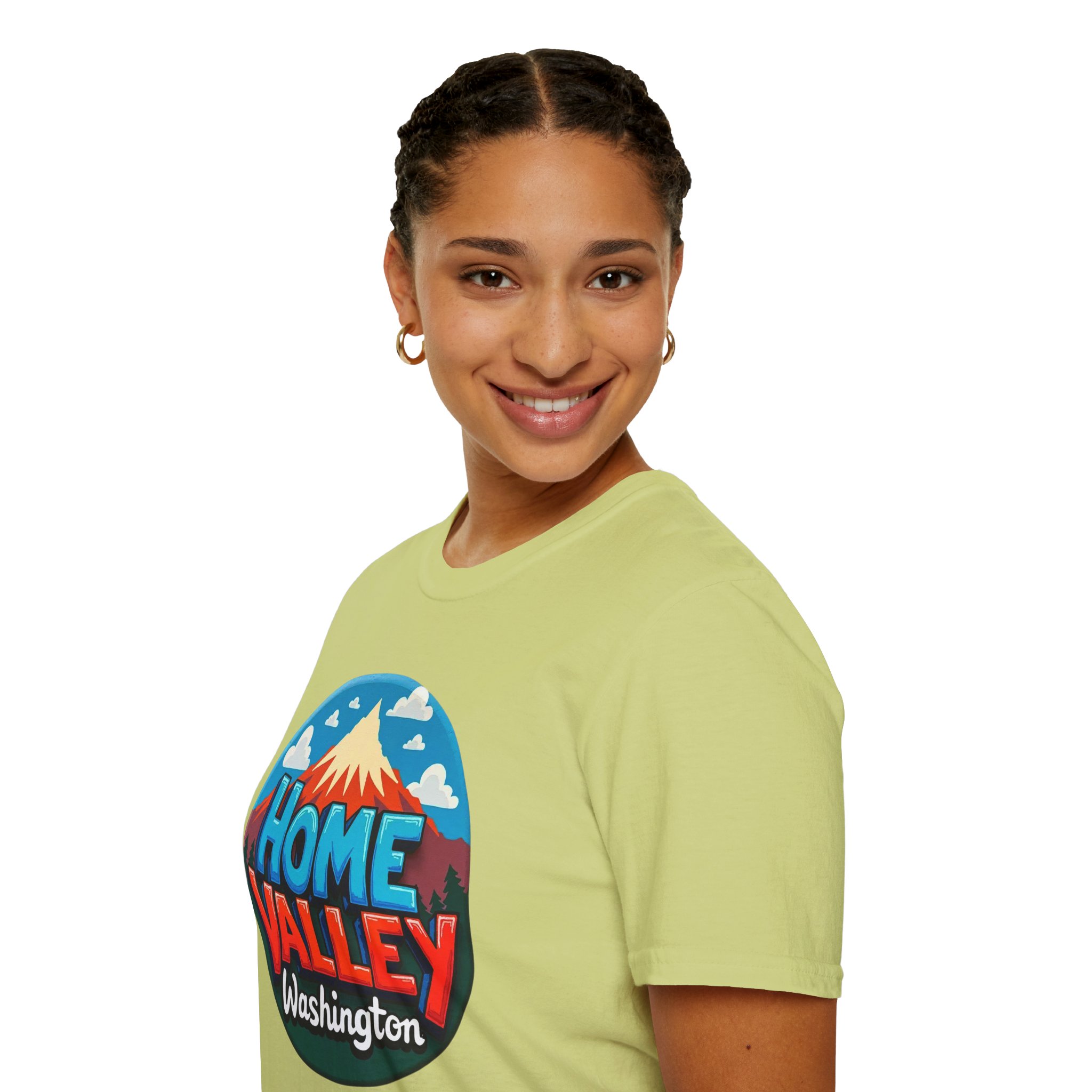 Home Valley Washington T-Shirt – Retro Mountain Badge Graphic - Image 24