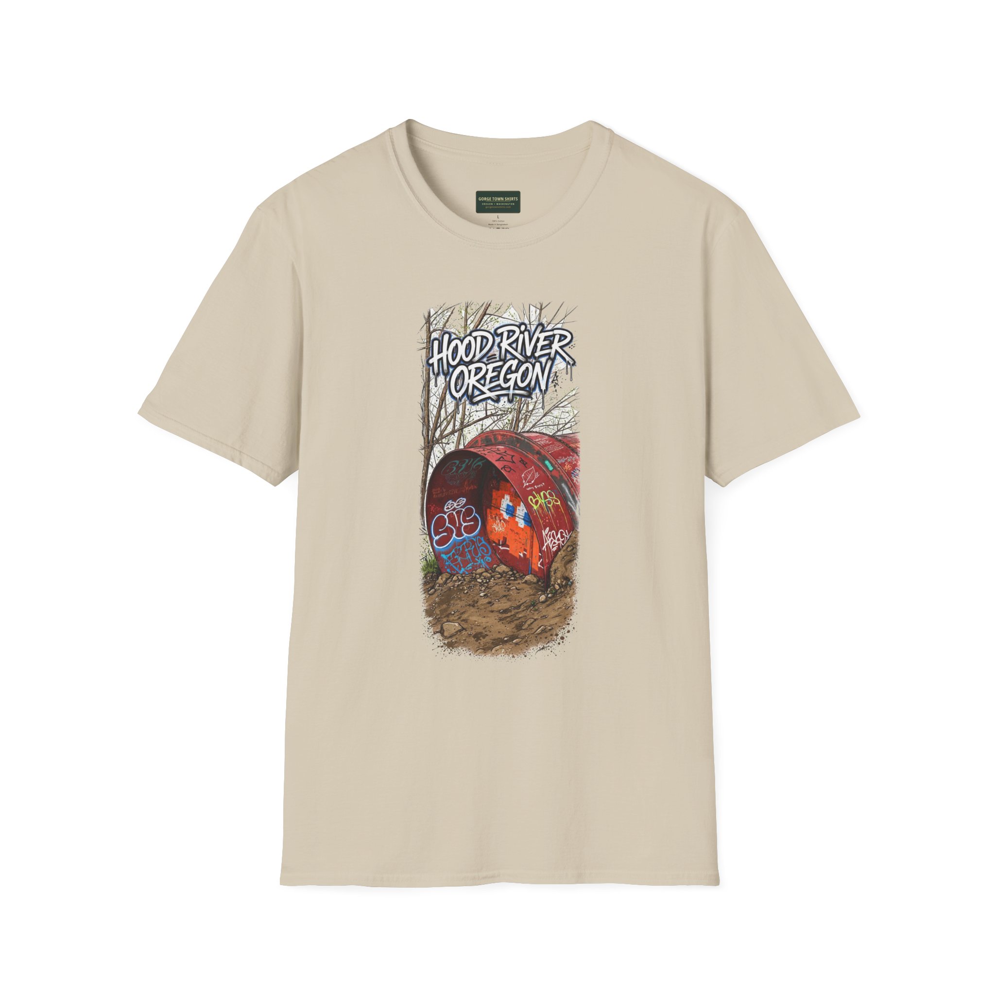 Hood River Oregon T-Shirt – Graffiti Tunnel Graphic - Image 3