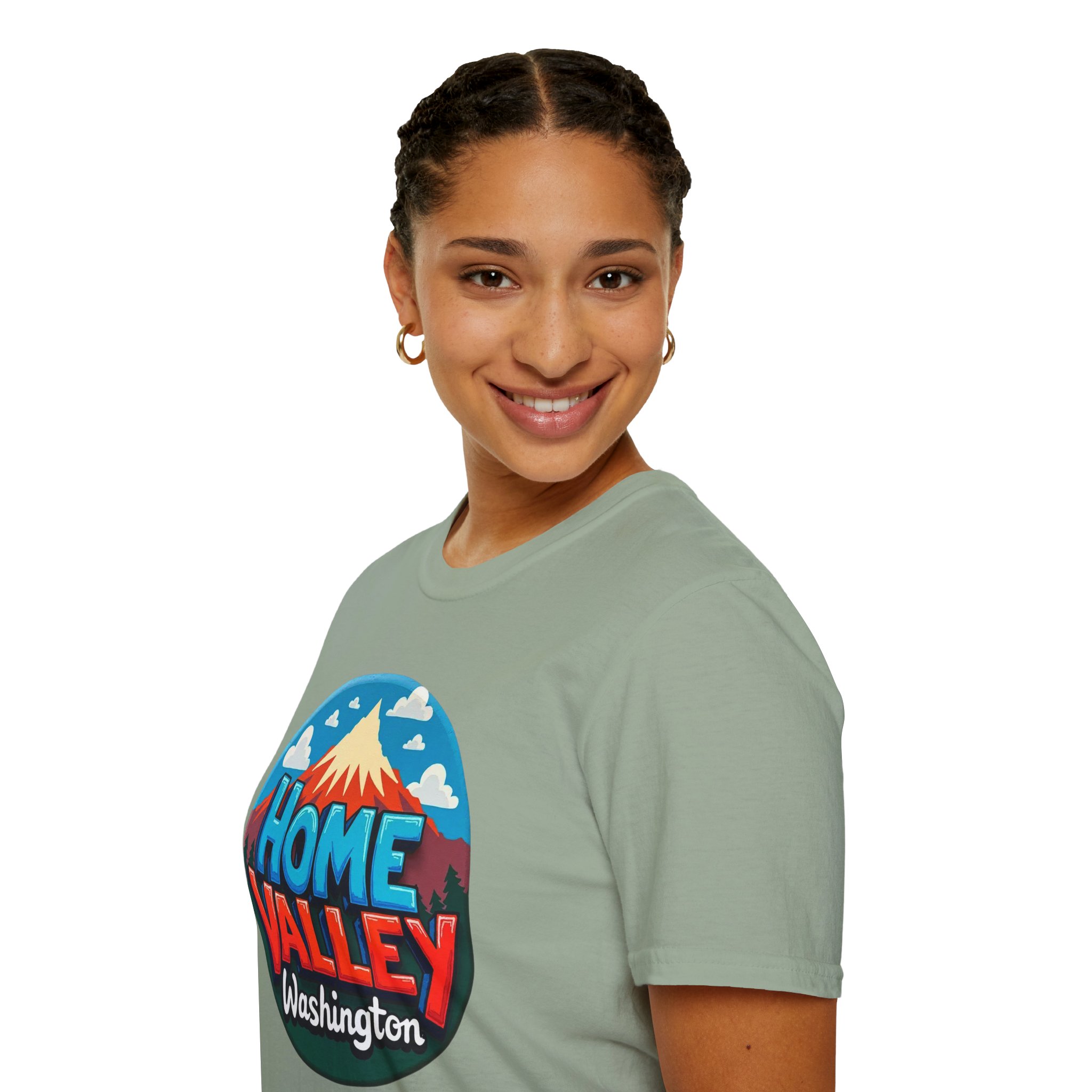 Home Valley Washington T-Shirt – Retro Mountain Badge Graphic - Image 32