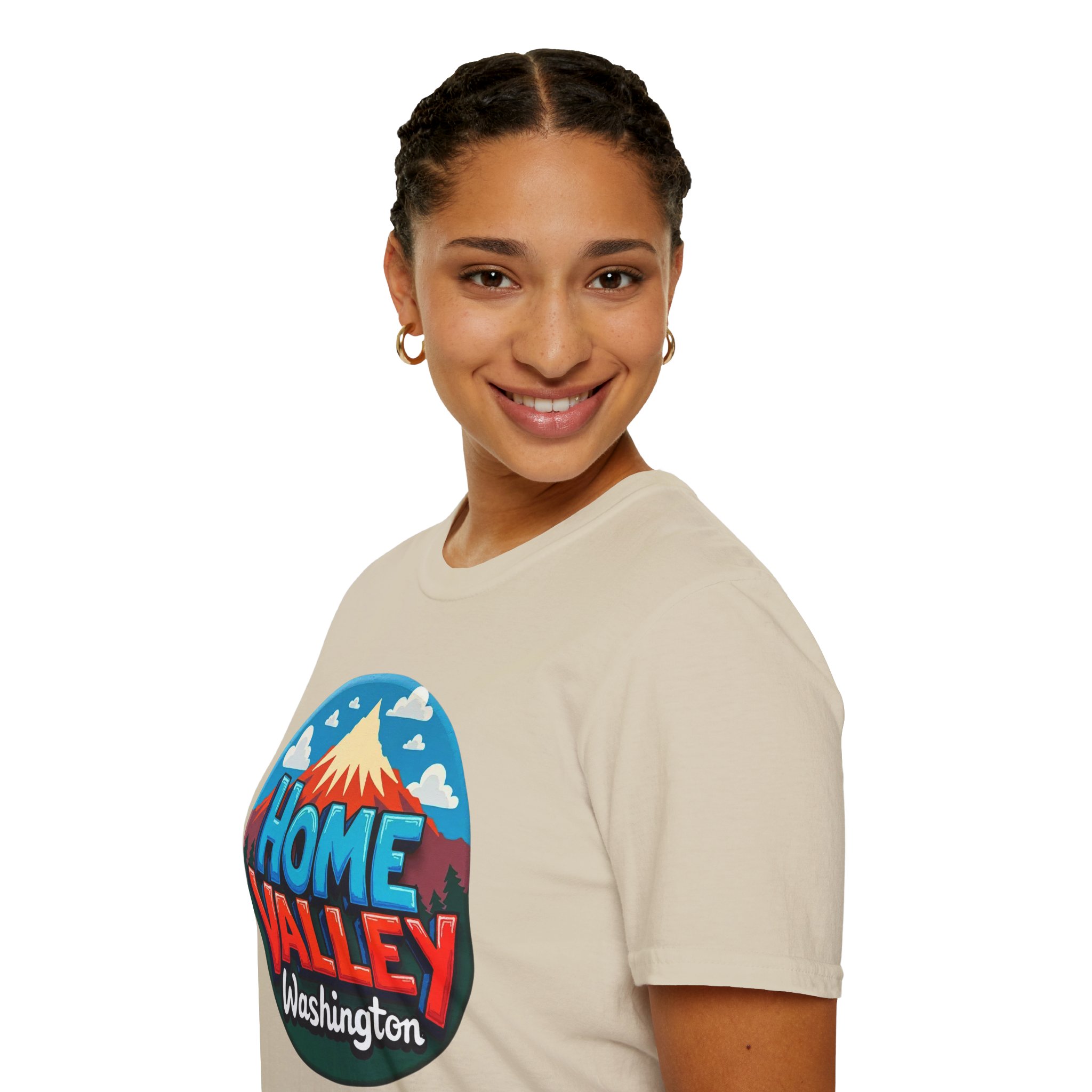 Home Valley Washington T-Shirt – Retro Mountain Badge Graphic - Image 12